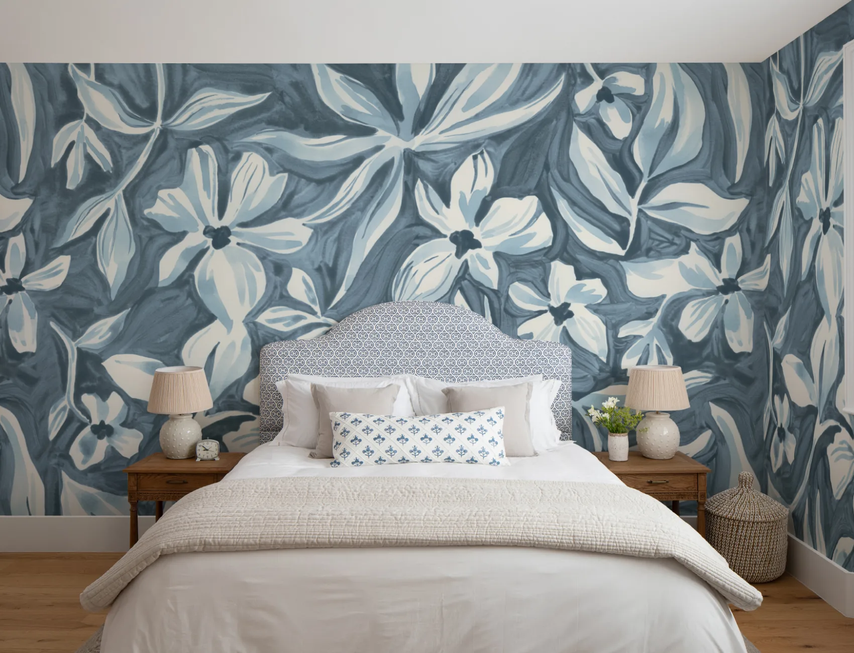 Blue Floral Elegant Botanical Design Wall Mural