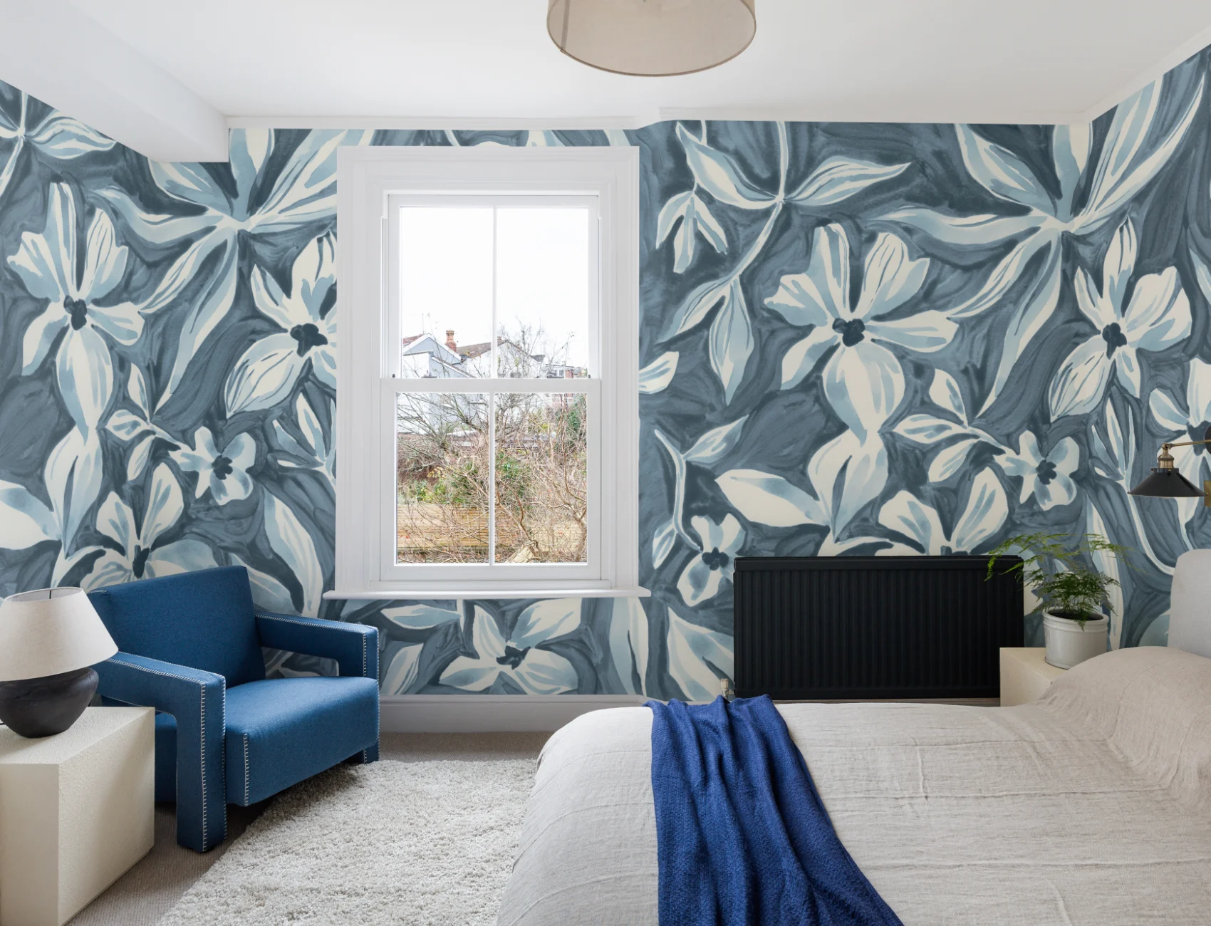 Blue Floral Elegant Botanical Design Wall Mural
