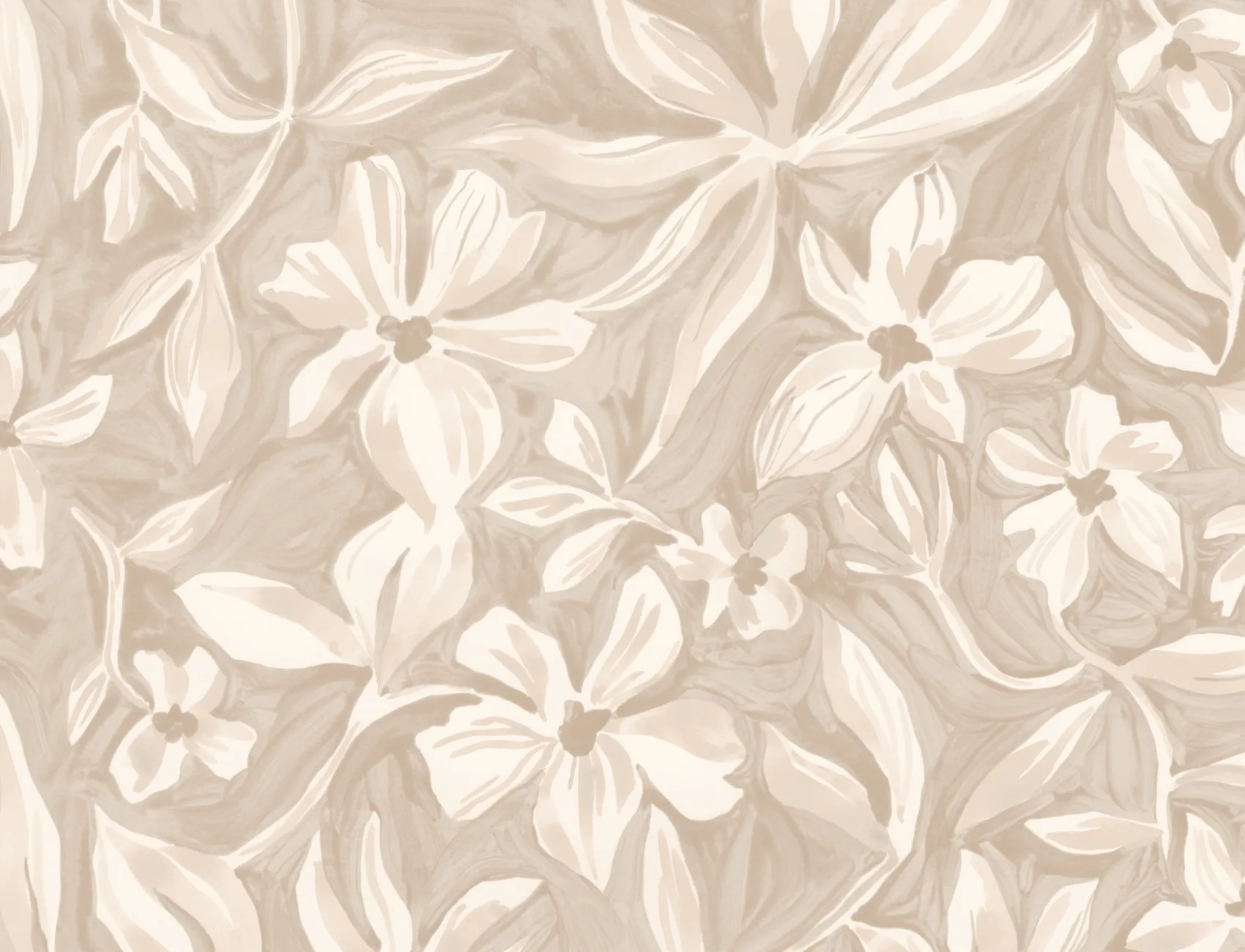 Papier peint panoramique floral beige élégant pour des intérieurs sereins