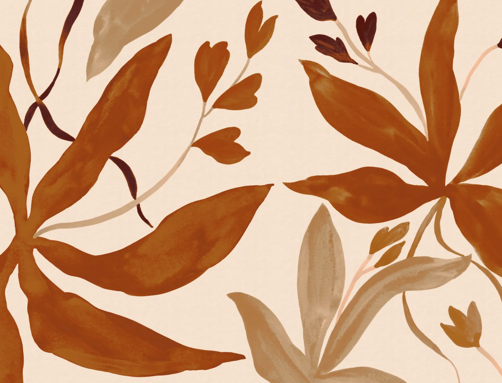 Carta da parati Art Deco botanica arancione per un tocco chic e rilassato