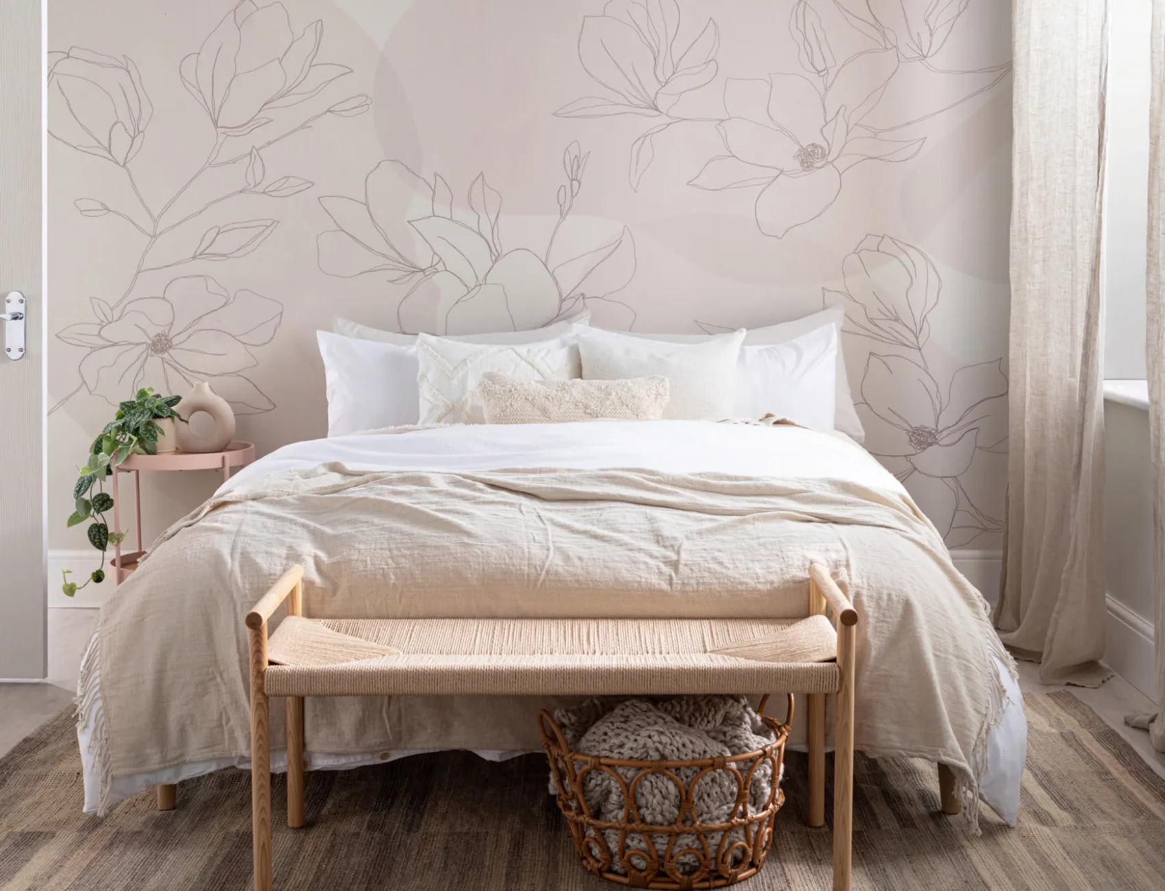 Large Hand Drawn Cherry Blossom Mural