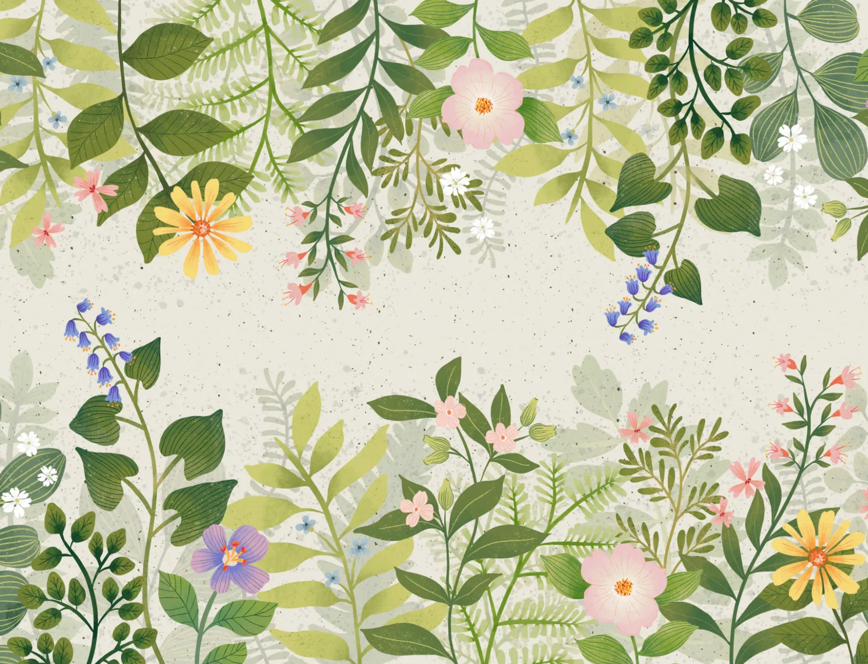 Bright Floral Garden Landscape Wallpaper Mural