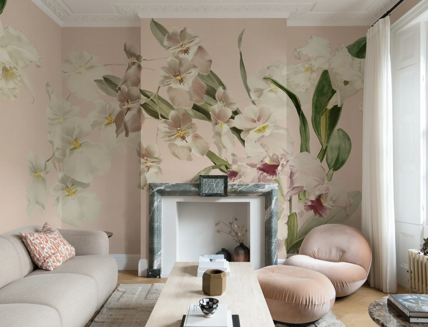 Soft Pastel Floral Velvet Bloom Mural For Elegant Spaces