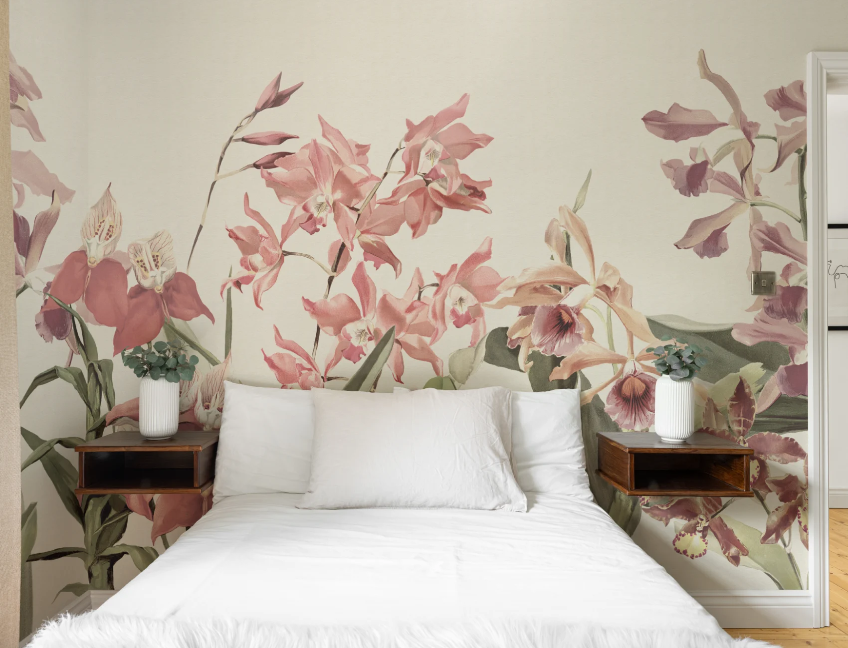 Neutral Botanical Elegance Floral Garden Mural