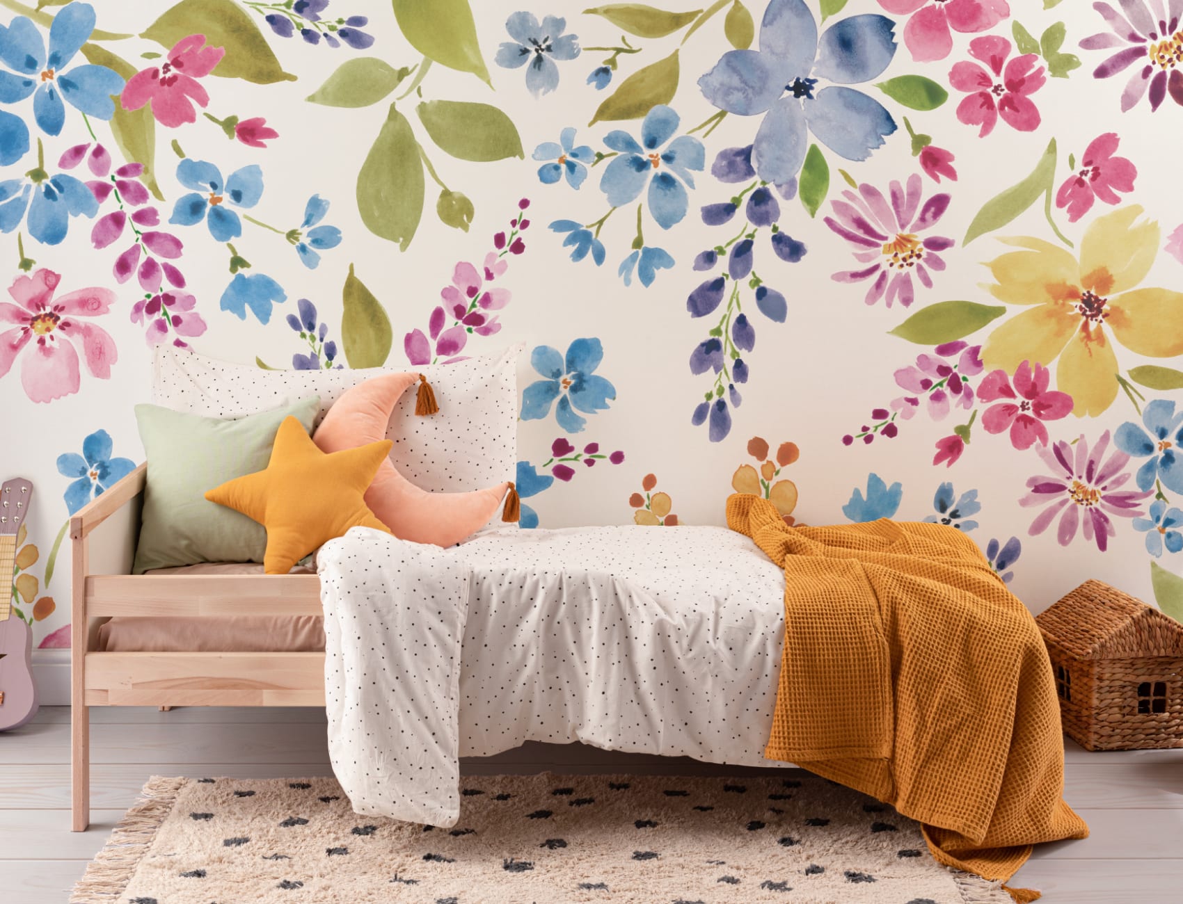 Bunte Aquarell Blumen Fototapete