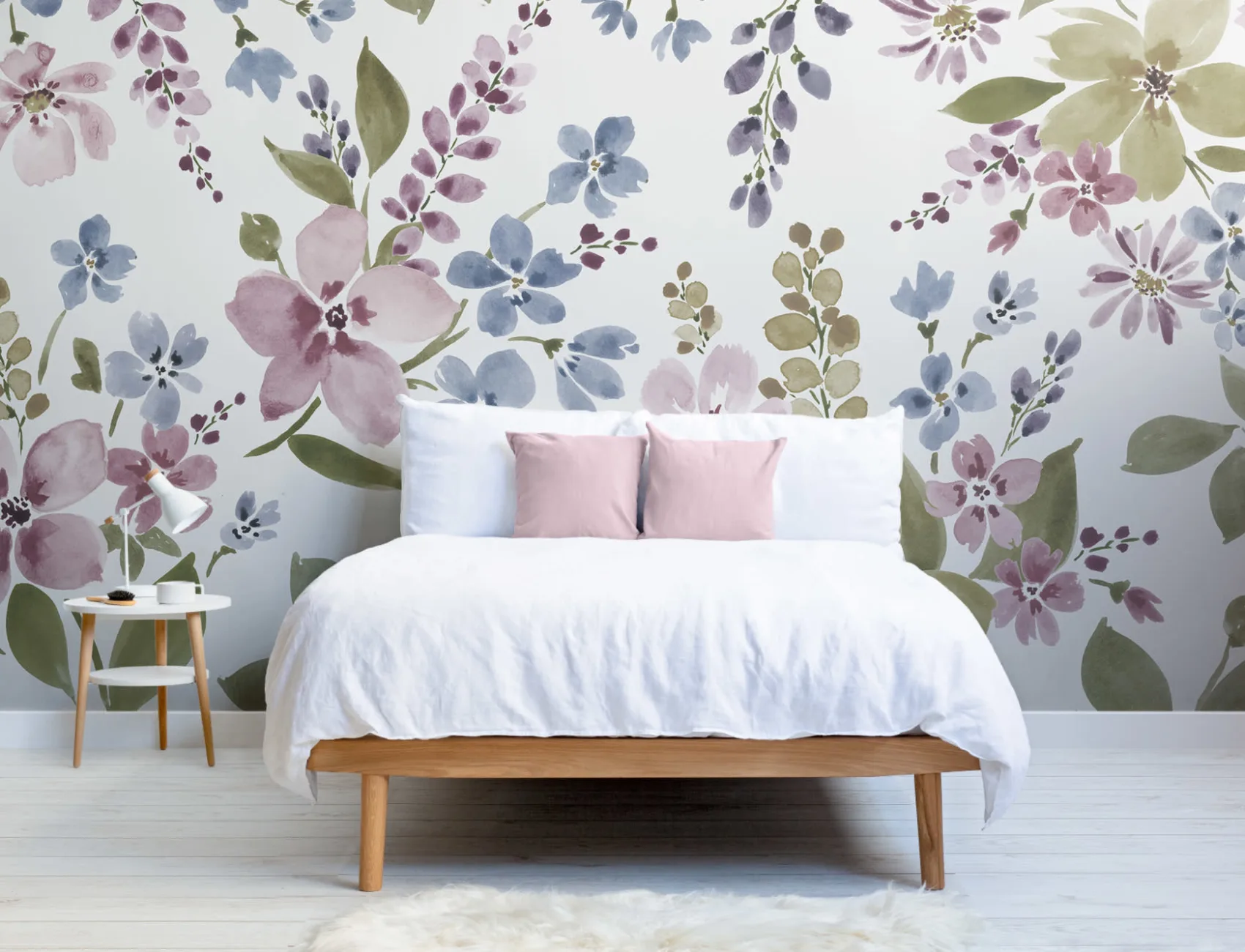 Lilla og blå akvarelblomst fototapet
