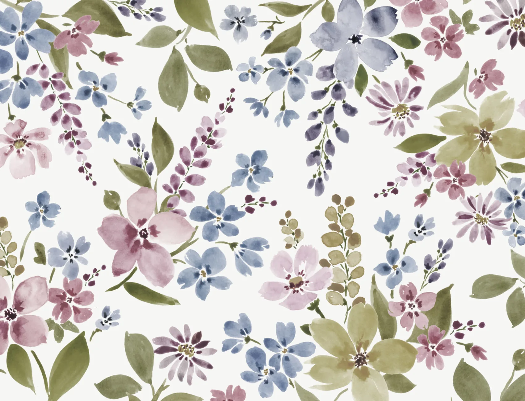 Lilla og blå akvarelblomst fototapet