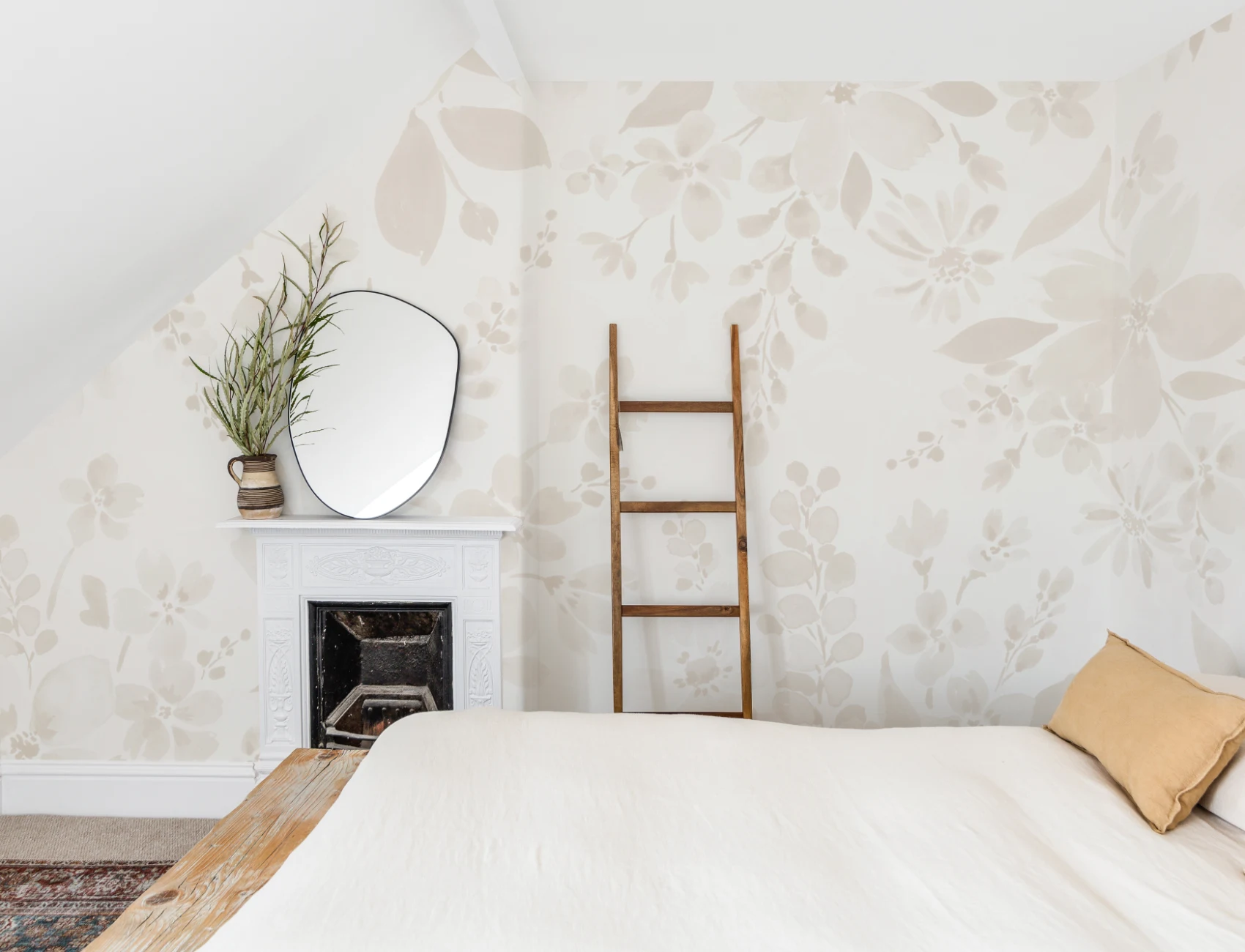Neutral Watercolor Flower Wall Mural