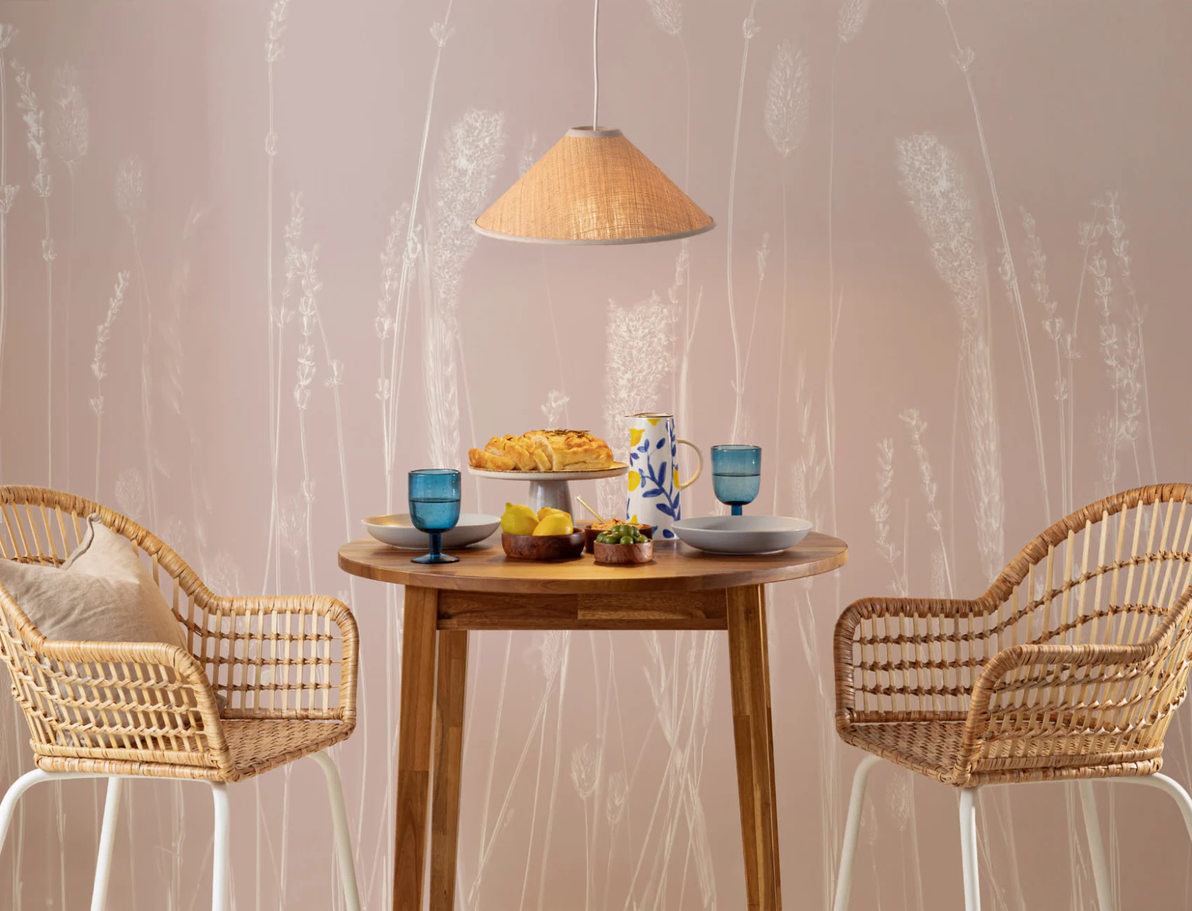 Light Pink Dried Flowers Wall Mural