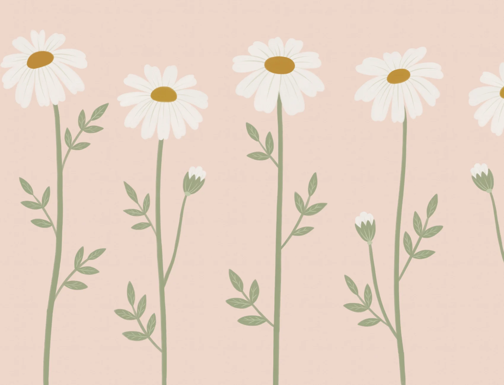 Pink Floral Nature Kids' Delightful Daisy Blossom Mural