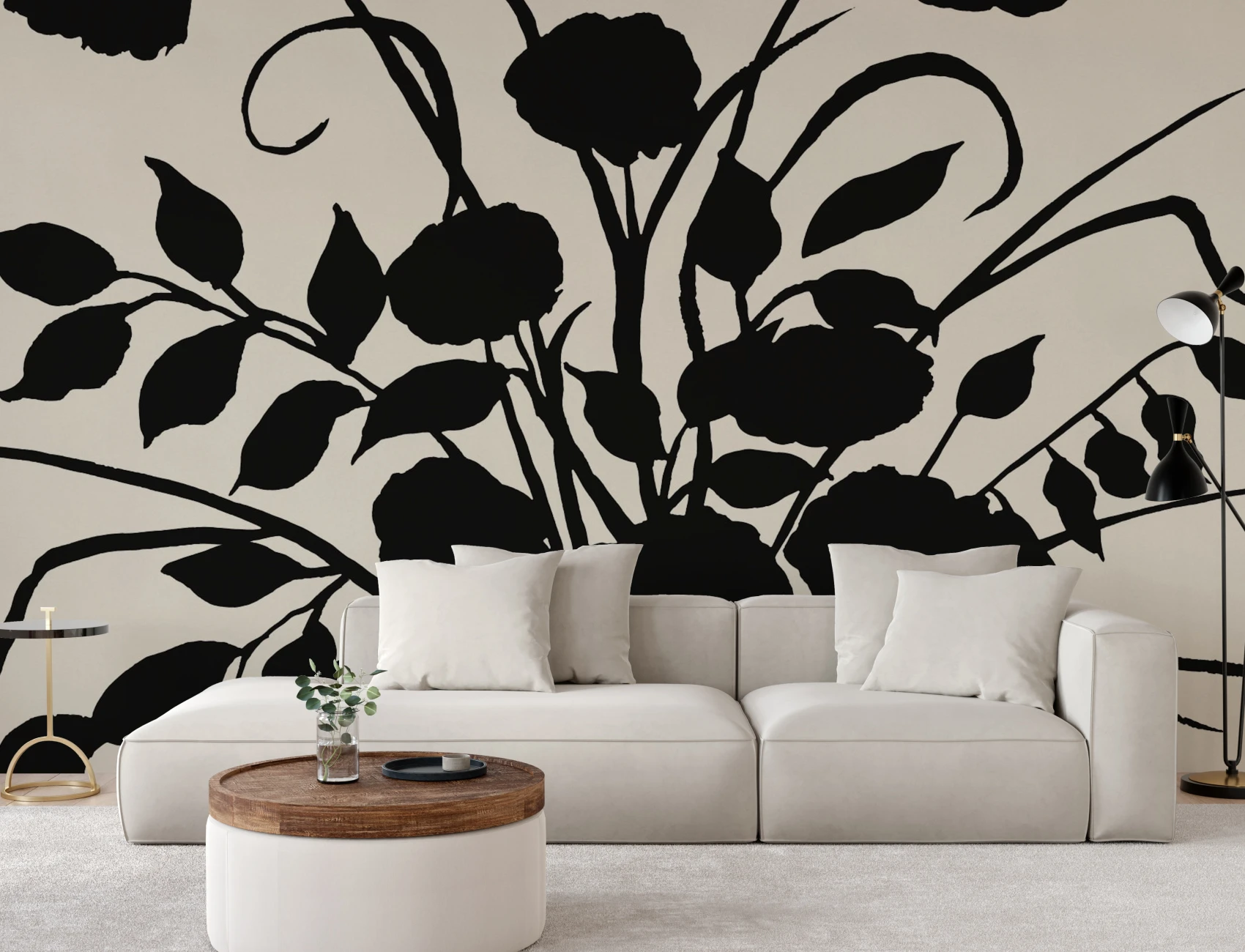 Black Botanical Silhouette Classic Art Mural