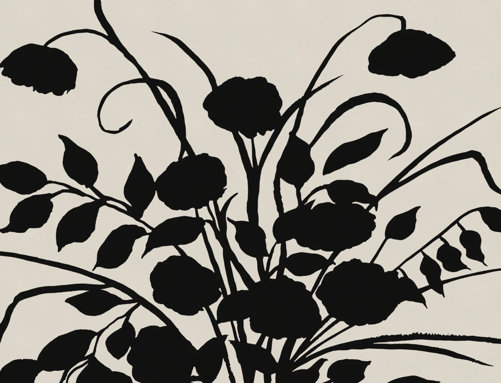 Black Botanical Silhouette Classic Art Mural