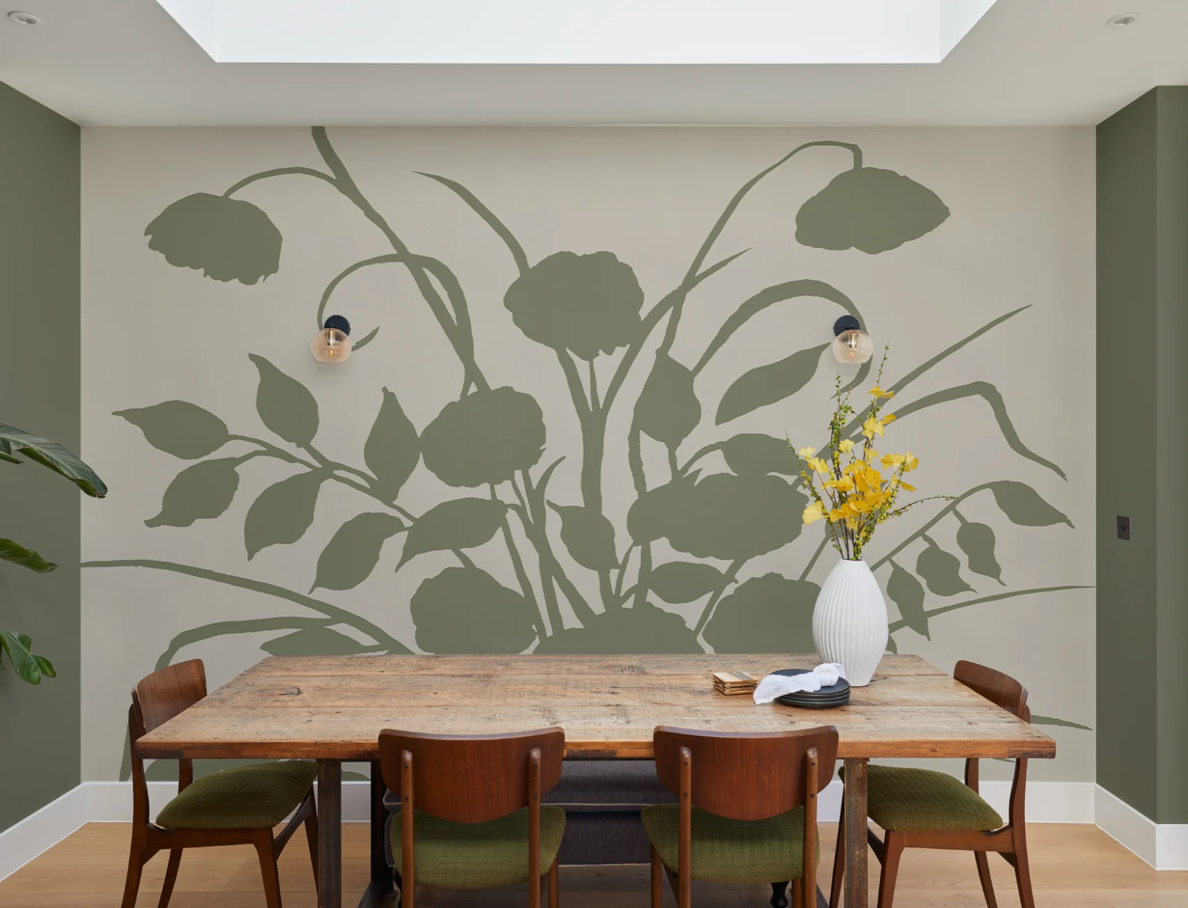 Design botanic artizanal verde contemporan pentru murale