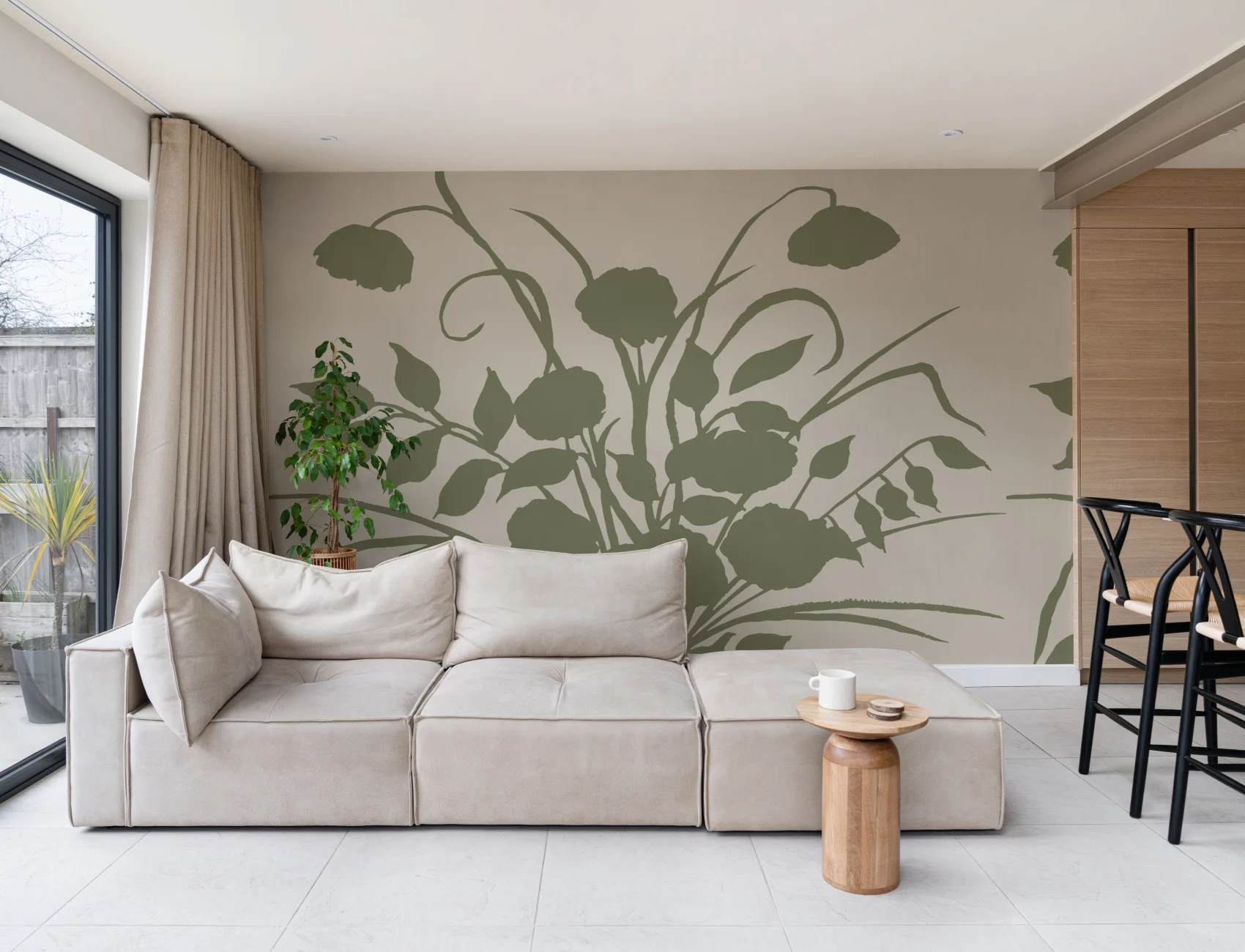Design botanic artizanal verde contemporan pentru murale