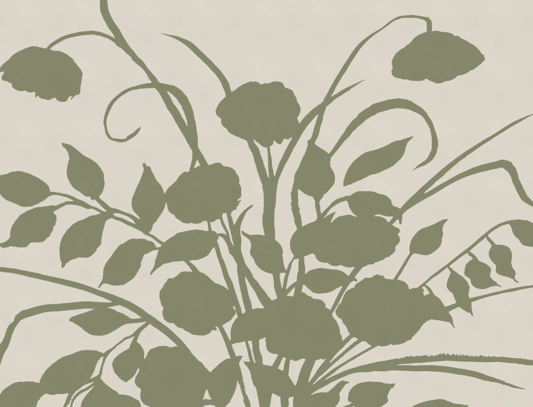 Design botanic artizanal verde contemporan pentru murale