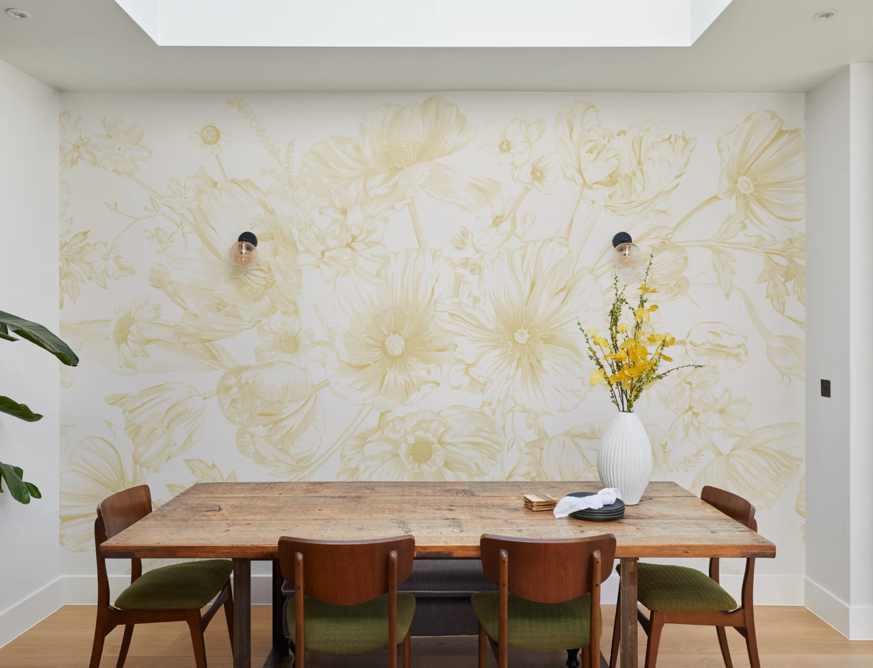 Yellow Illustrated Floral Bouquet Mural