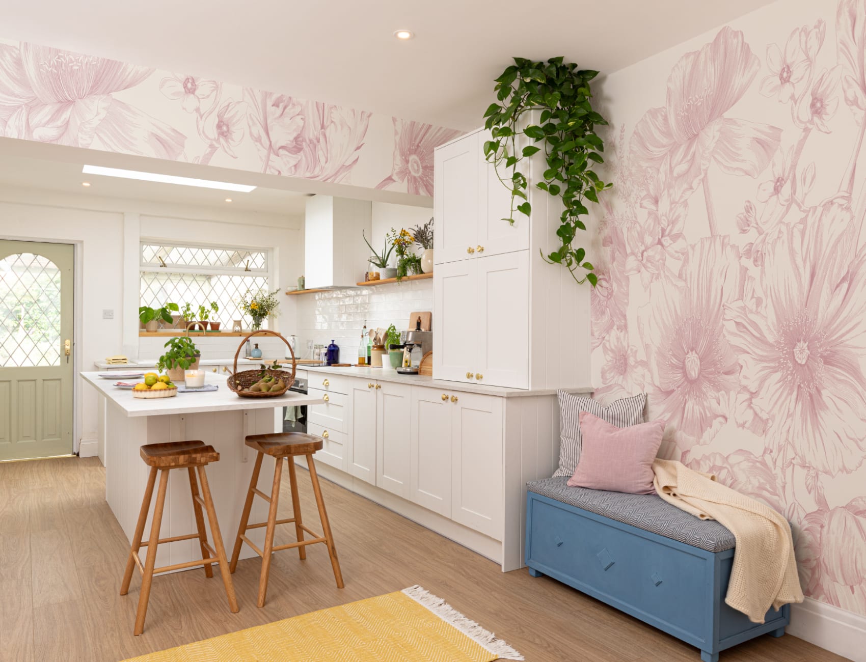 Mural de ramo de flores ilustrado en rosa