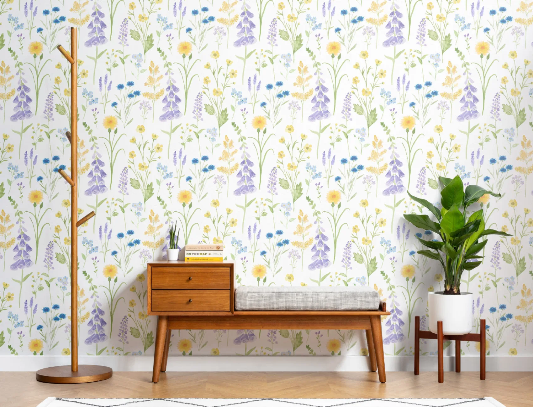 Foxglove & Forget Me Not Flower Garden Wallpaper Mural