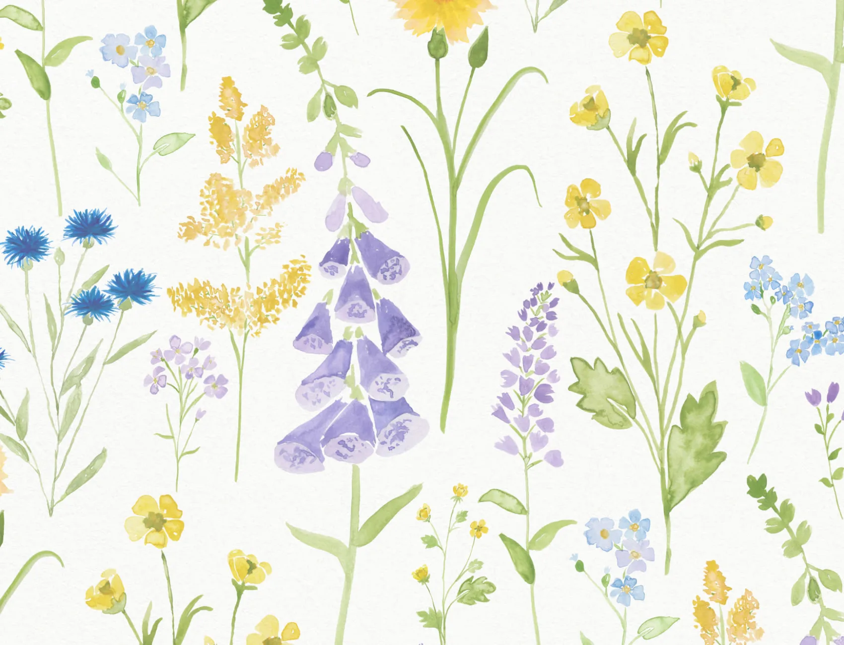 Foxglove & Forget Me Not Flower Garden Wallpaper Mural