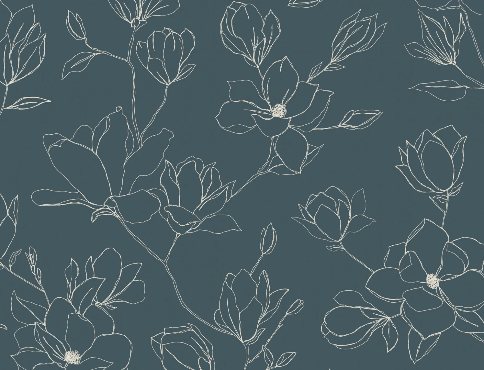Mørkeblå Abstrakt Floral tapet