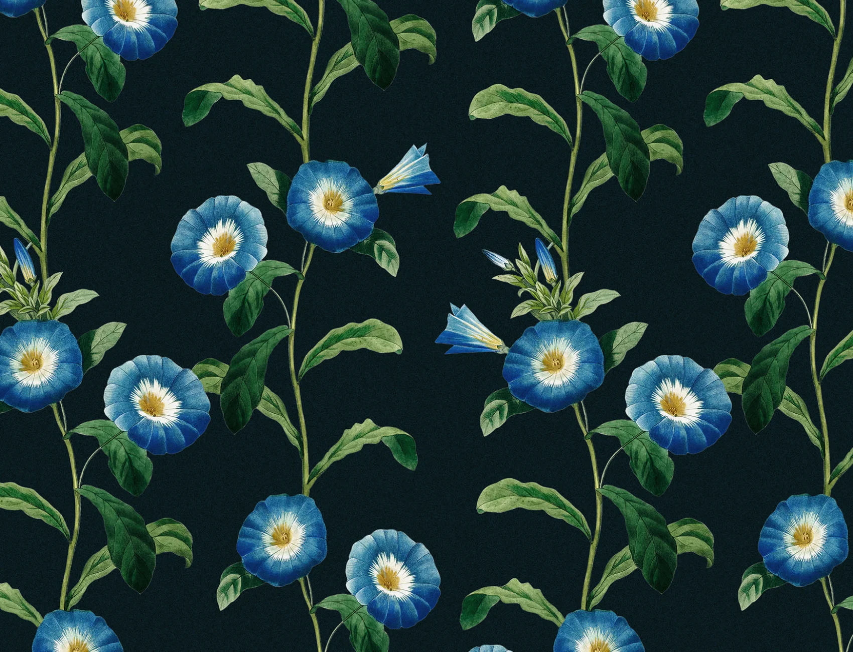 Papel de parede floral Leafy Bright Blue Petunia