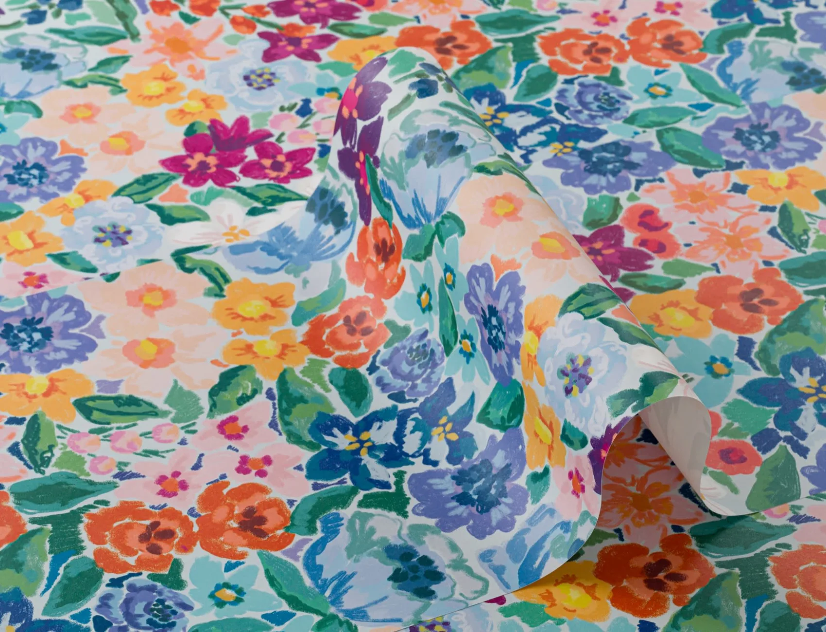 Multicolor Olieverf Stijl Leuk Bloemenbehang
