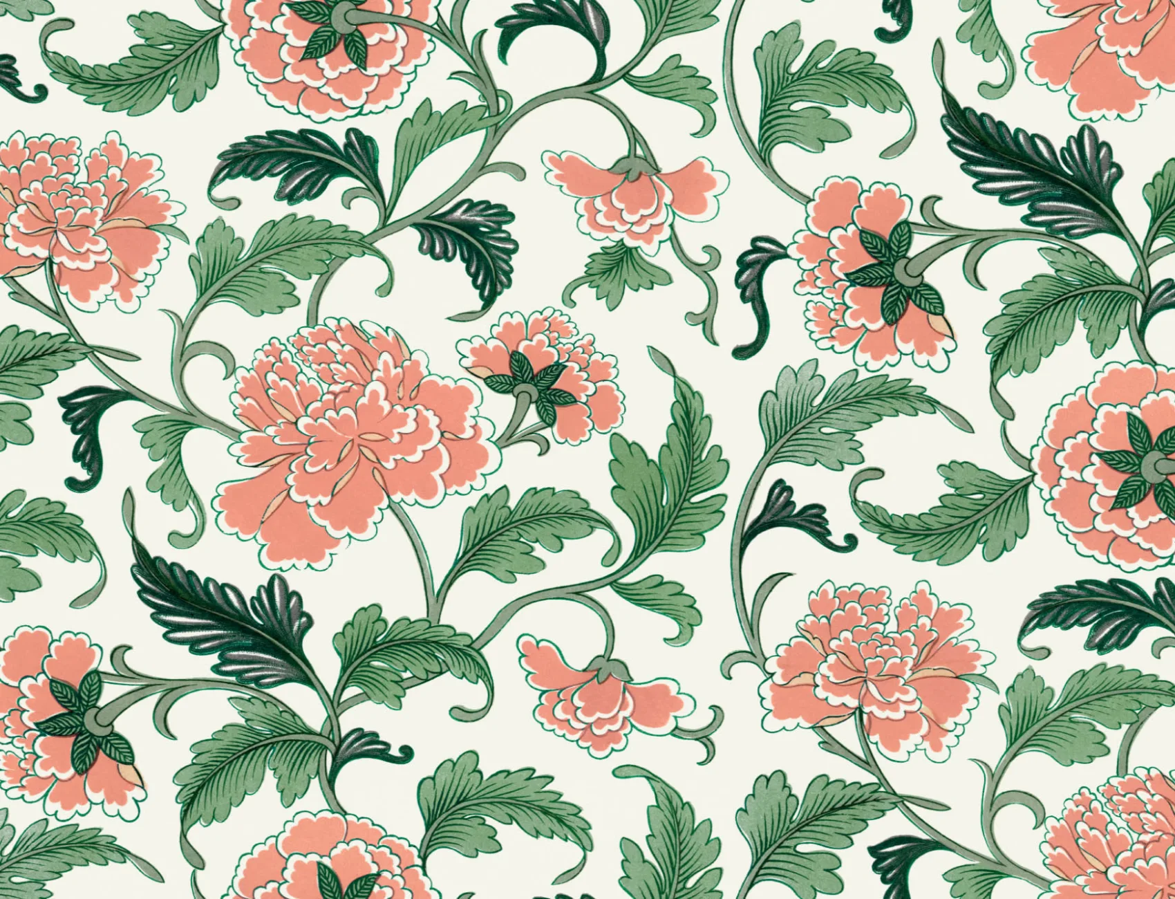 Carta da parati chinoiserie peonie in colori chiari
