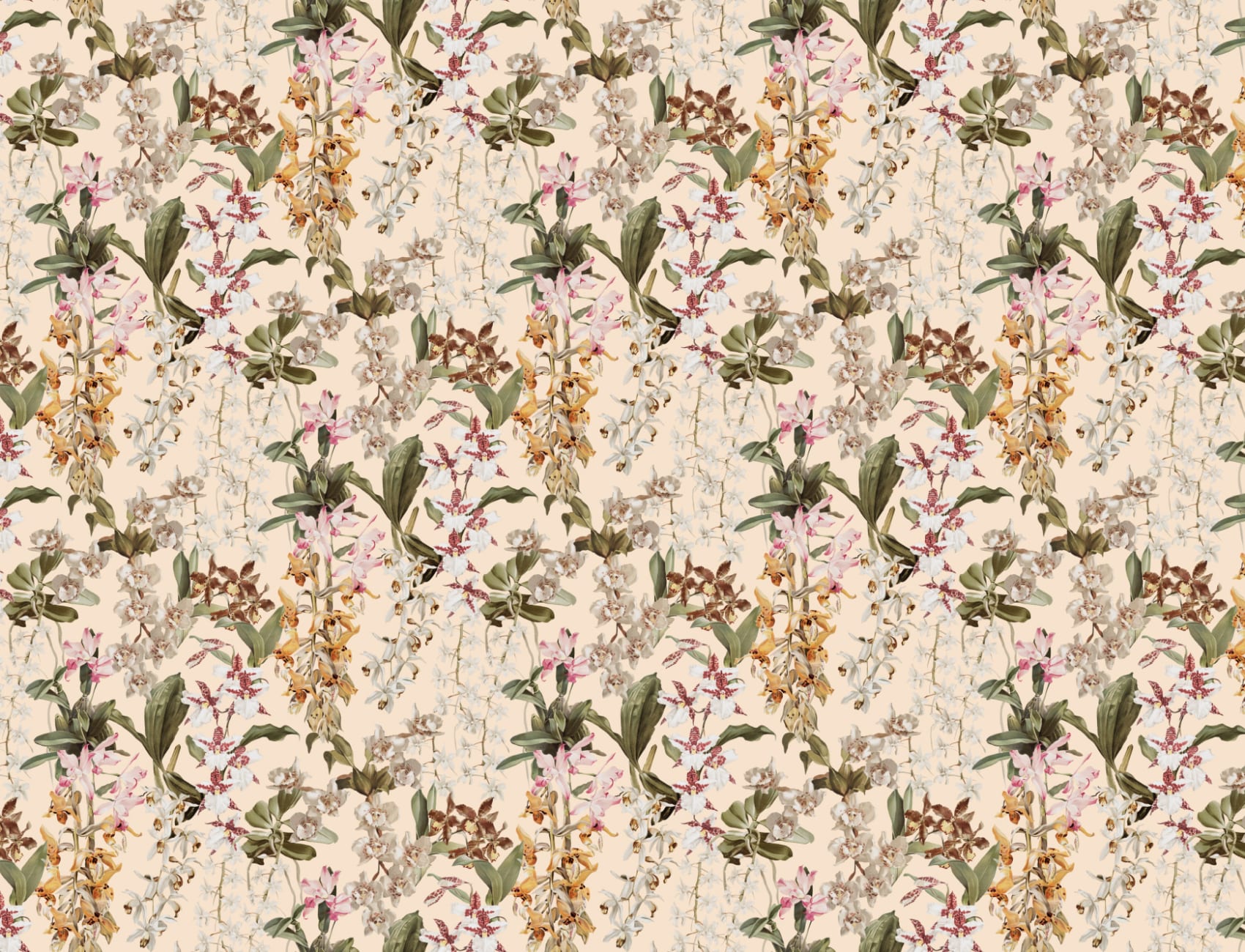 Beige botanisk elegance blomster-fototapet til rolige rum