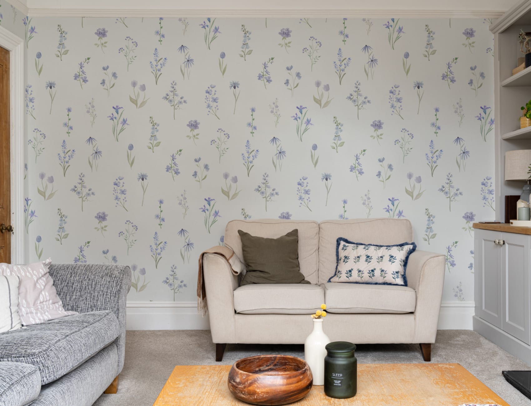 Soft Blue Floral Harmony Wallpaper For Serene Spaces Mural