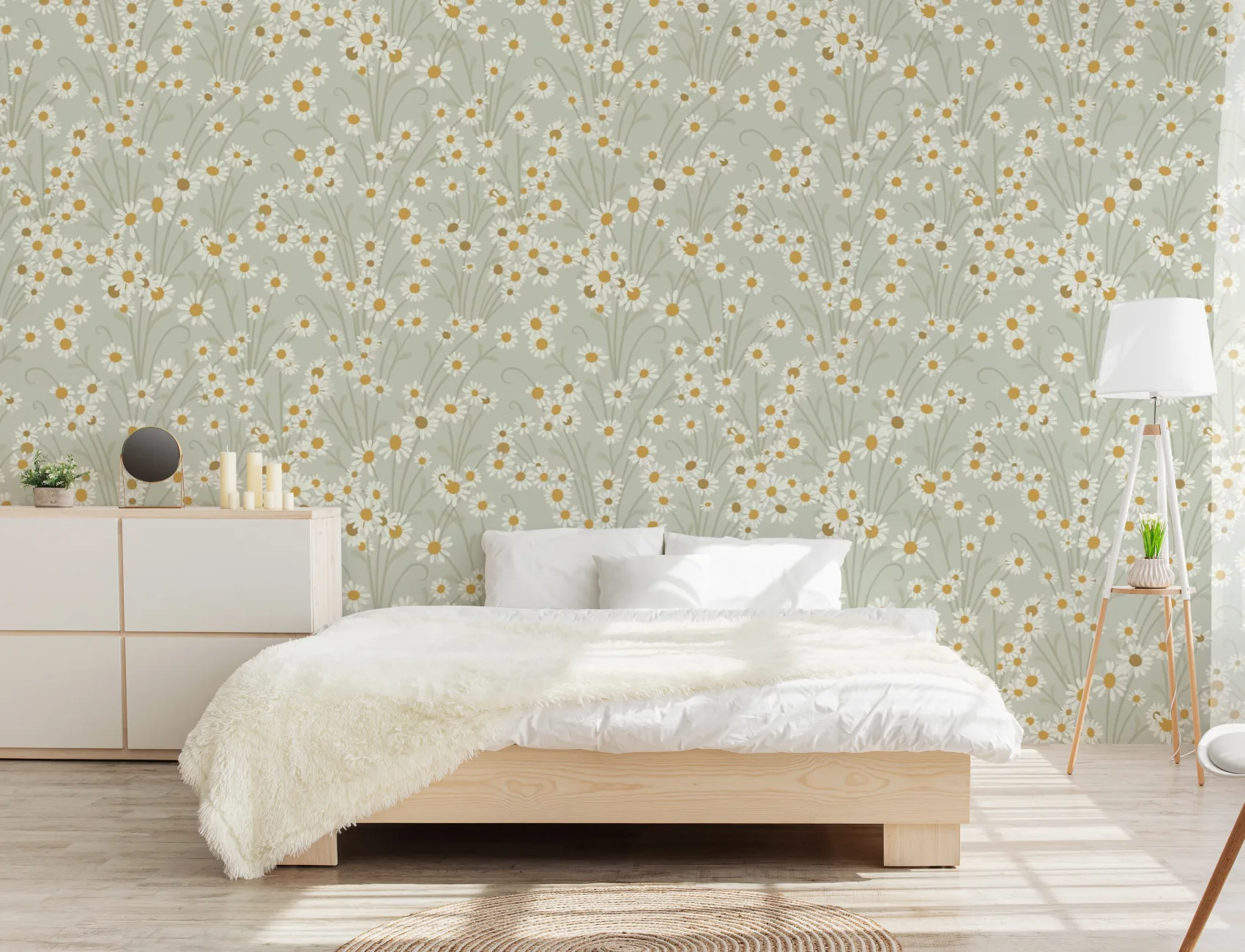 Sage Vintage Floral Botanical Wallpaper Mural