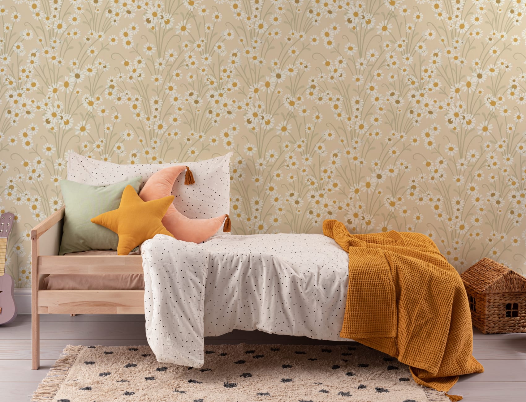 Yellow Wildflower Vintage Floral Wallpaper Mural