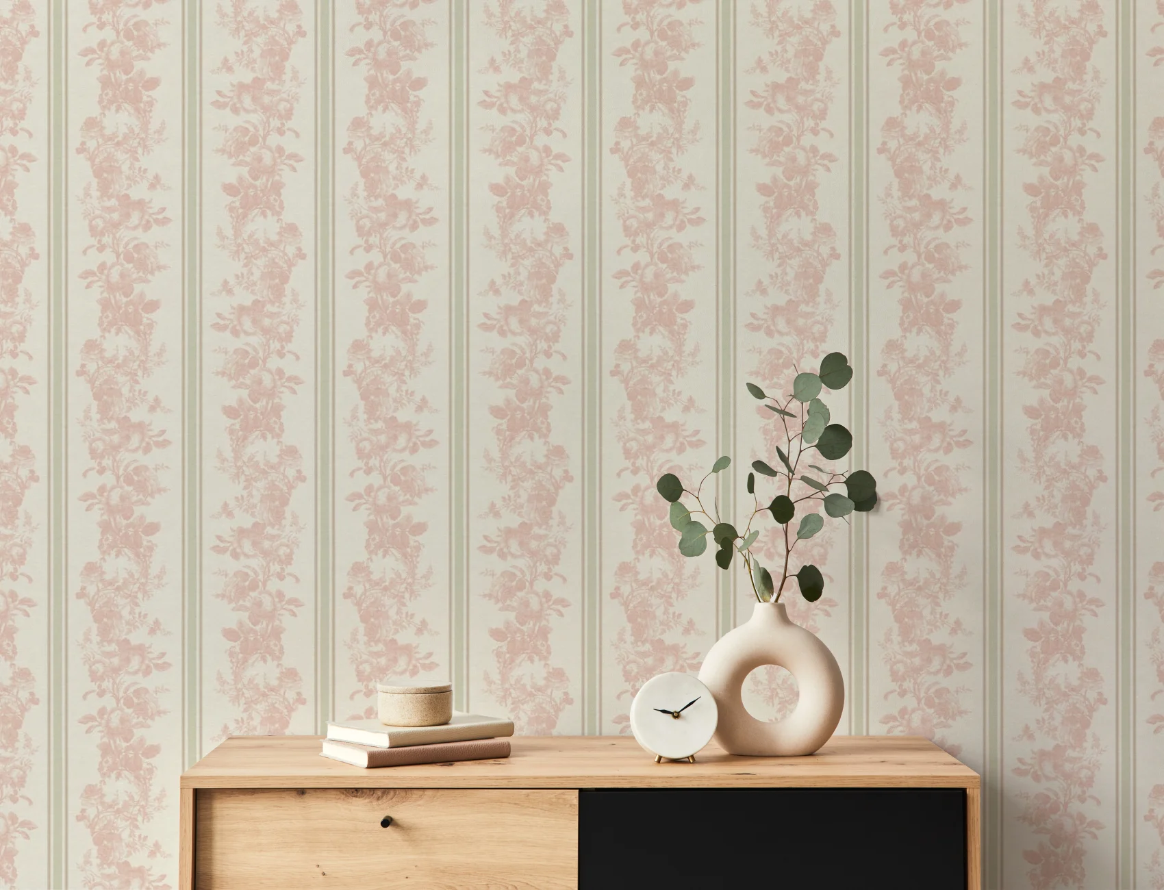 Ruusunpinkki vintagekukkakuosinen kuvatapetti lämmintä eleganssia varten