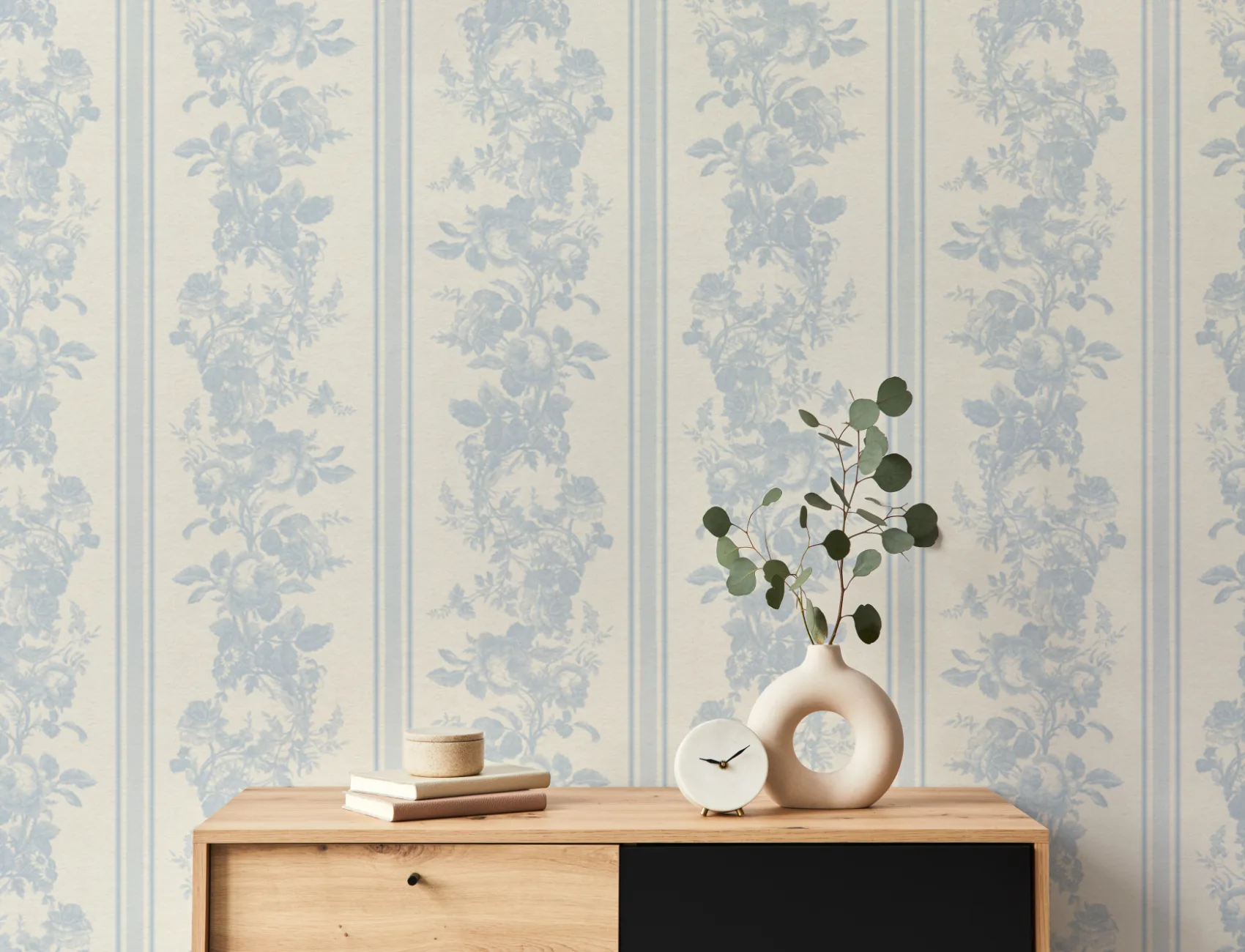 Light Blue Vintage Floral Sophisticated Pattern Mural