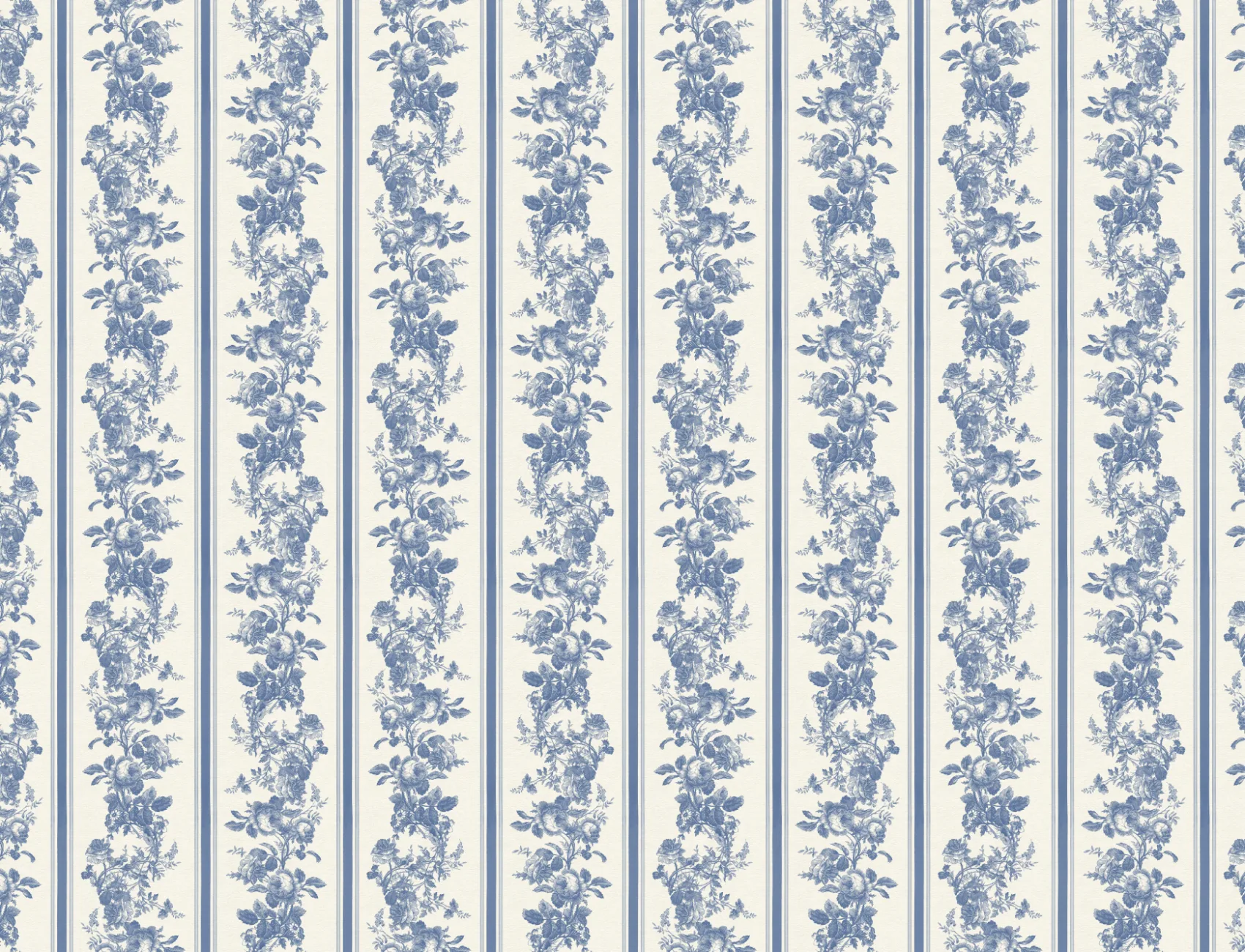 Navy Vintage Floral Striped Pattern Wall Mural
