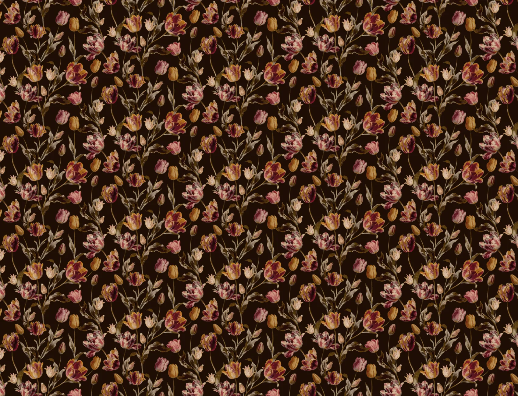 Elegância floral vintage escura para paredes de destaque