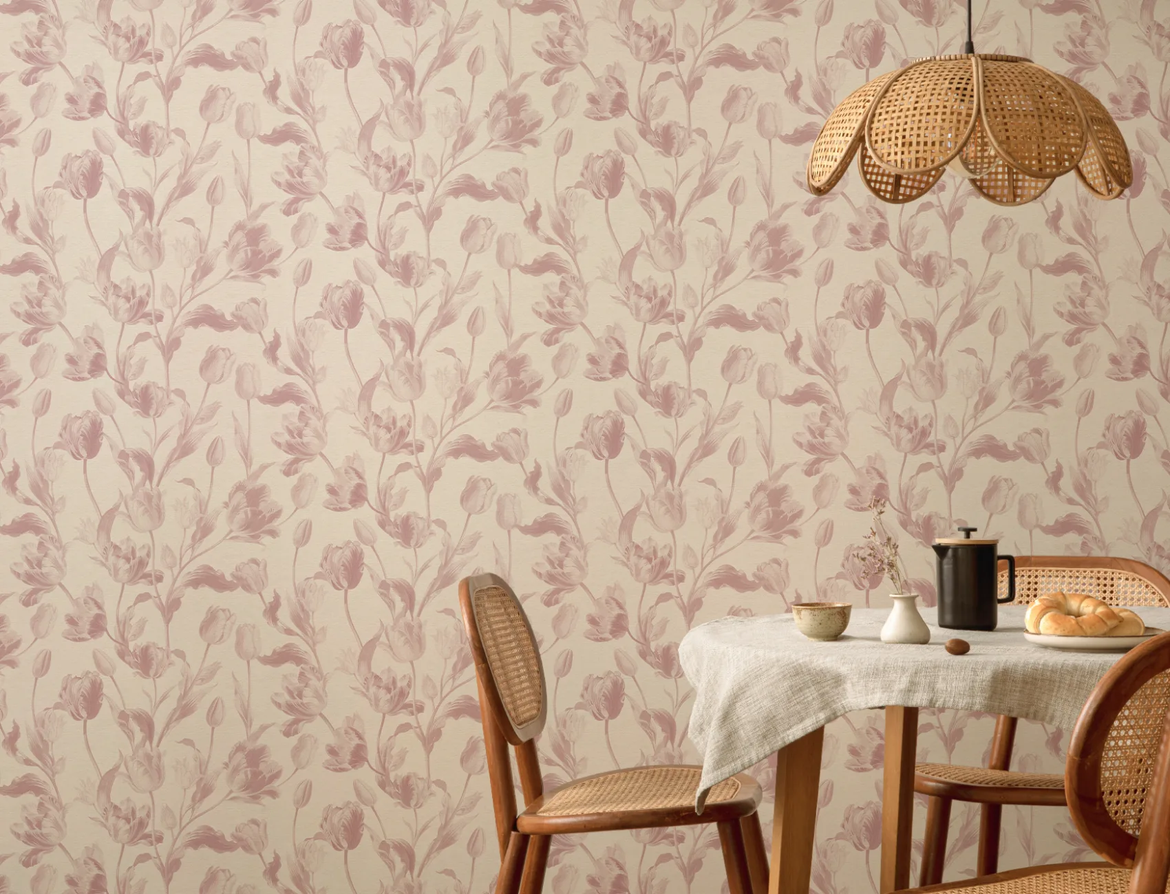 Pink Vintage Floral Elegance Wallpaper Mural