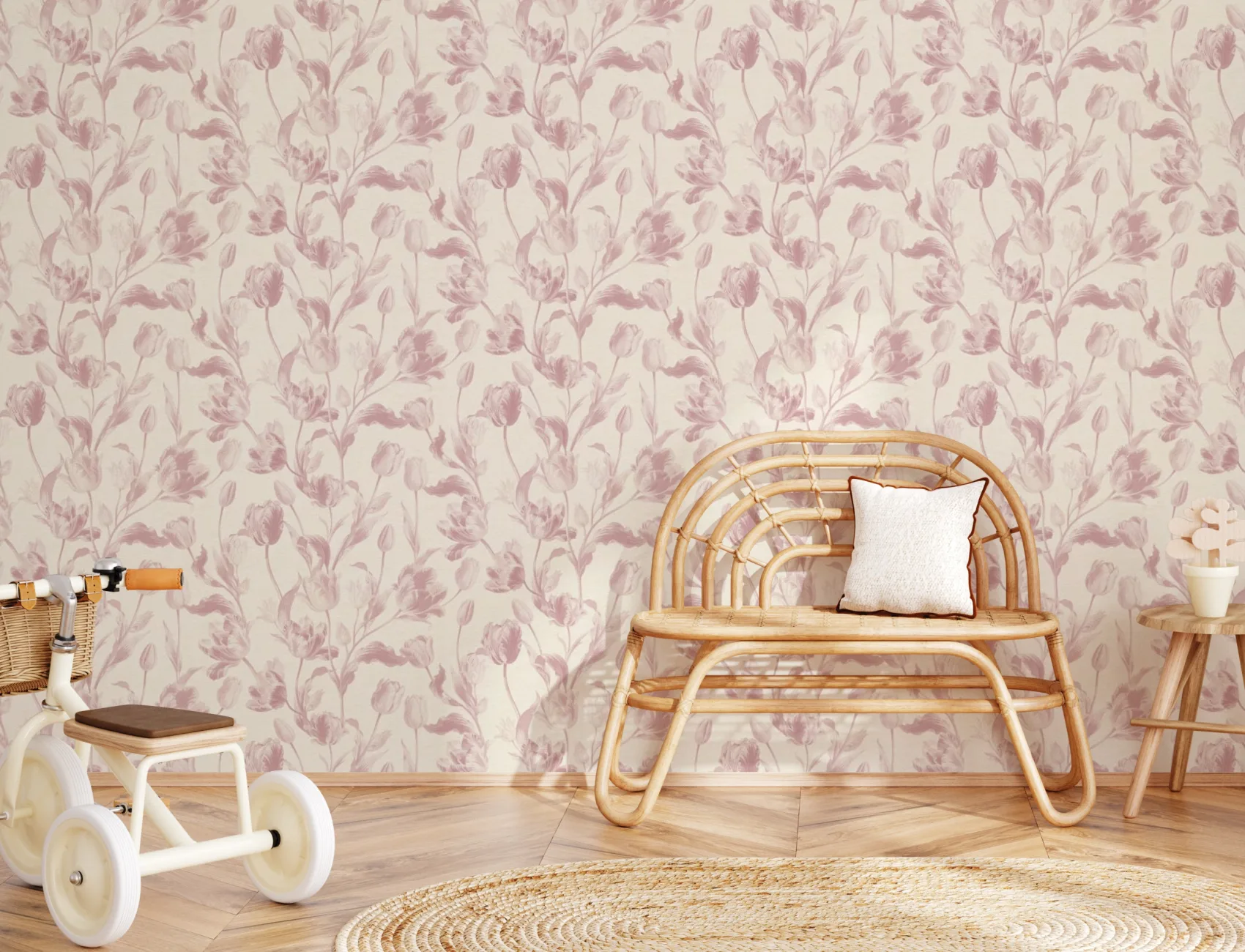 Pink Vintage Floral Elegance Wallpaper Mural