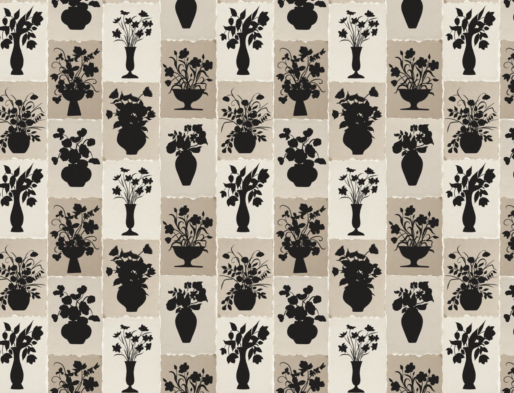 Murale Beige cu Siluetă Florală și Farmec Clasic