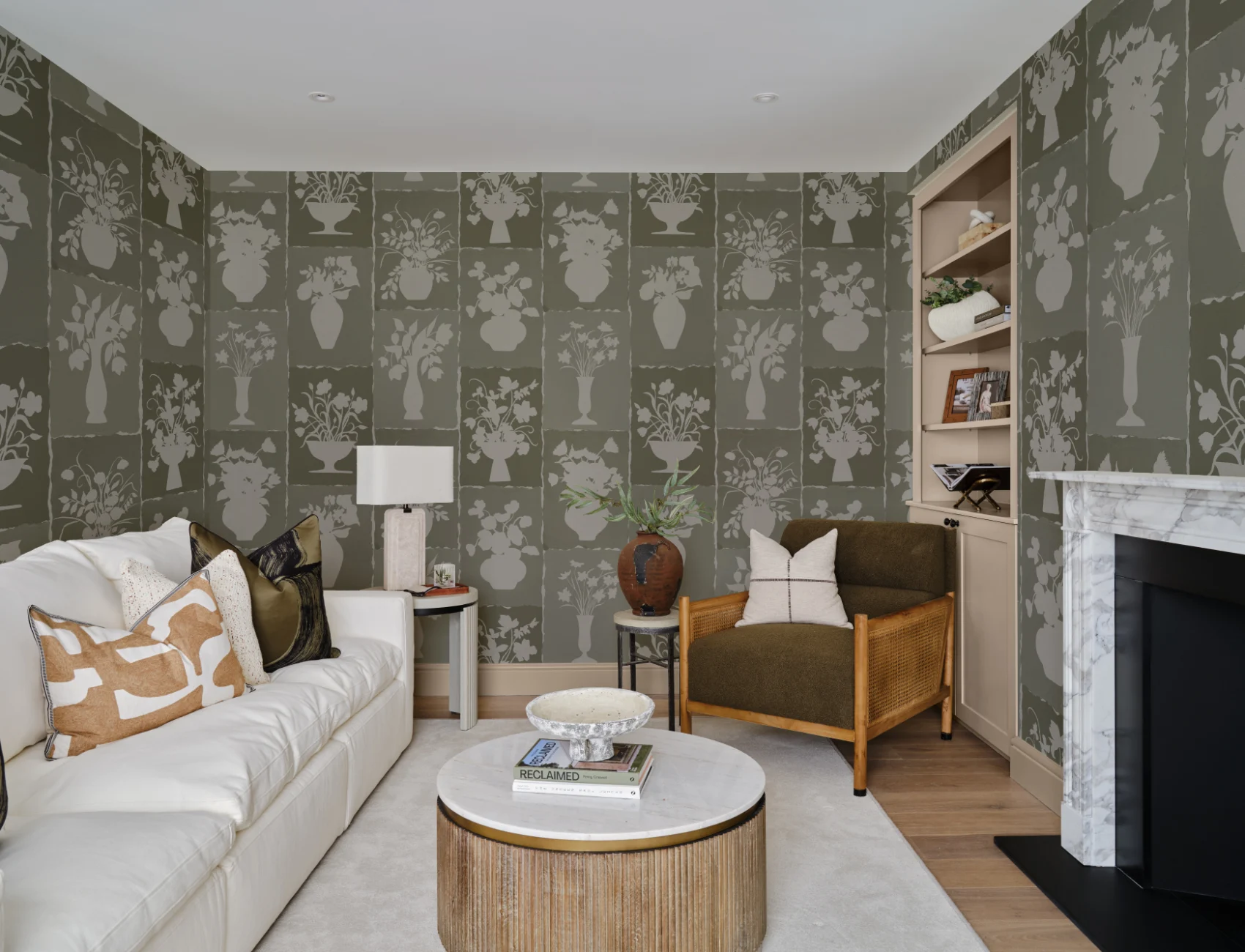 Zielona botaniczna kwiatowa designerska fototapeta rzemieślnicza