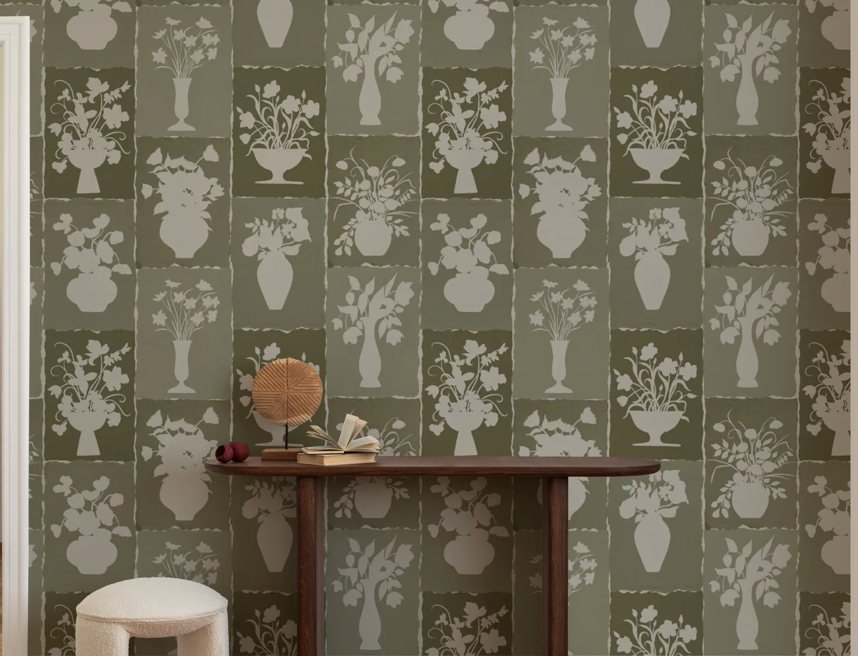 Zielona botaniczna kwiatowa designerska fototapeta rzemieślnicza