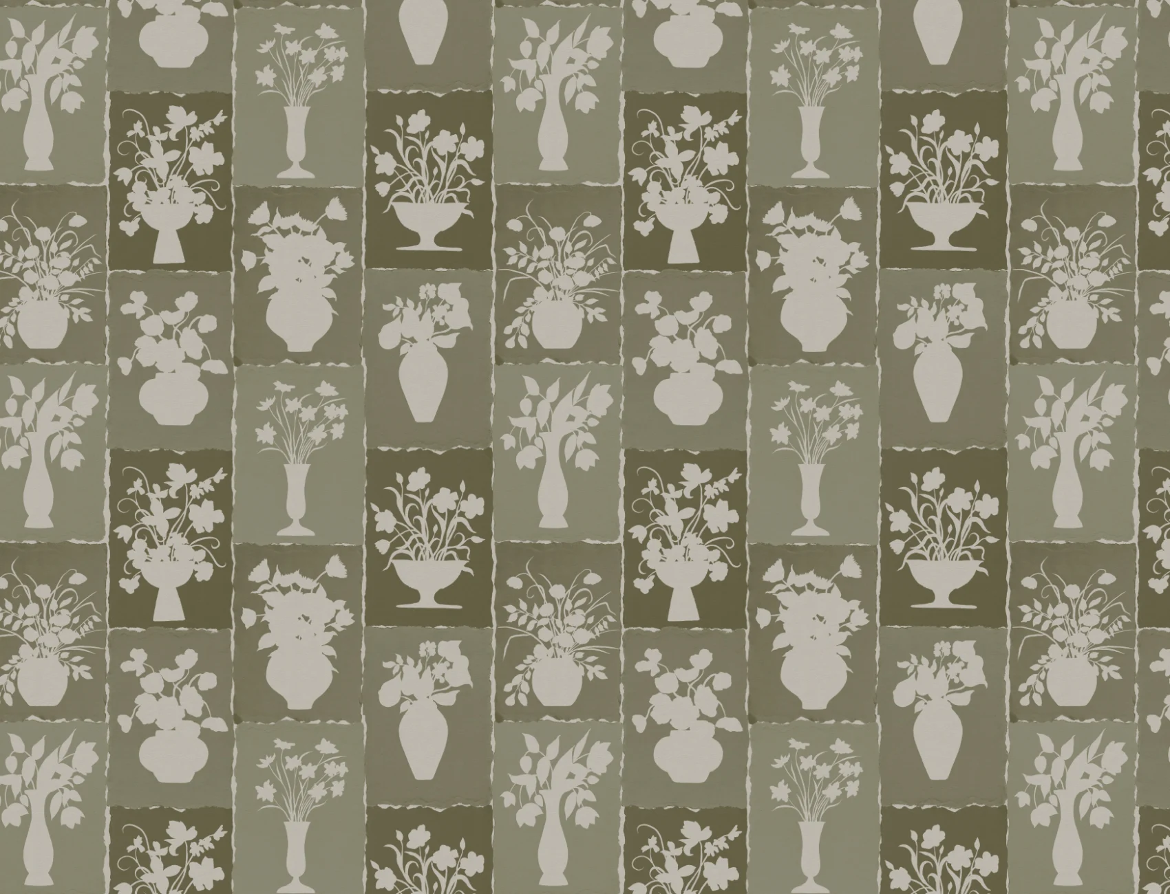 Zielona botaniczna kwiatowa designerska fototapeta rzemieślnicza