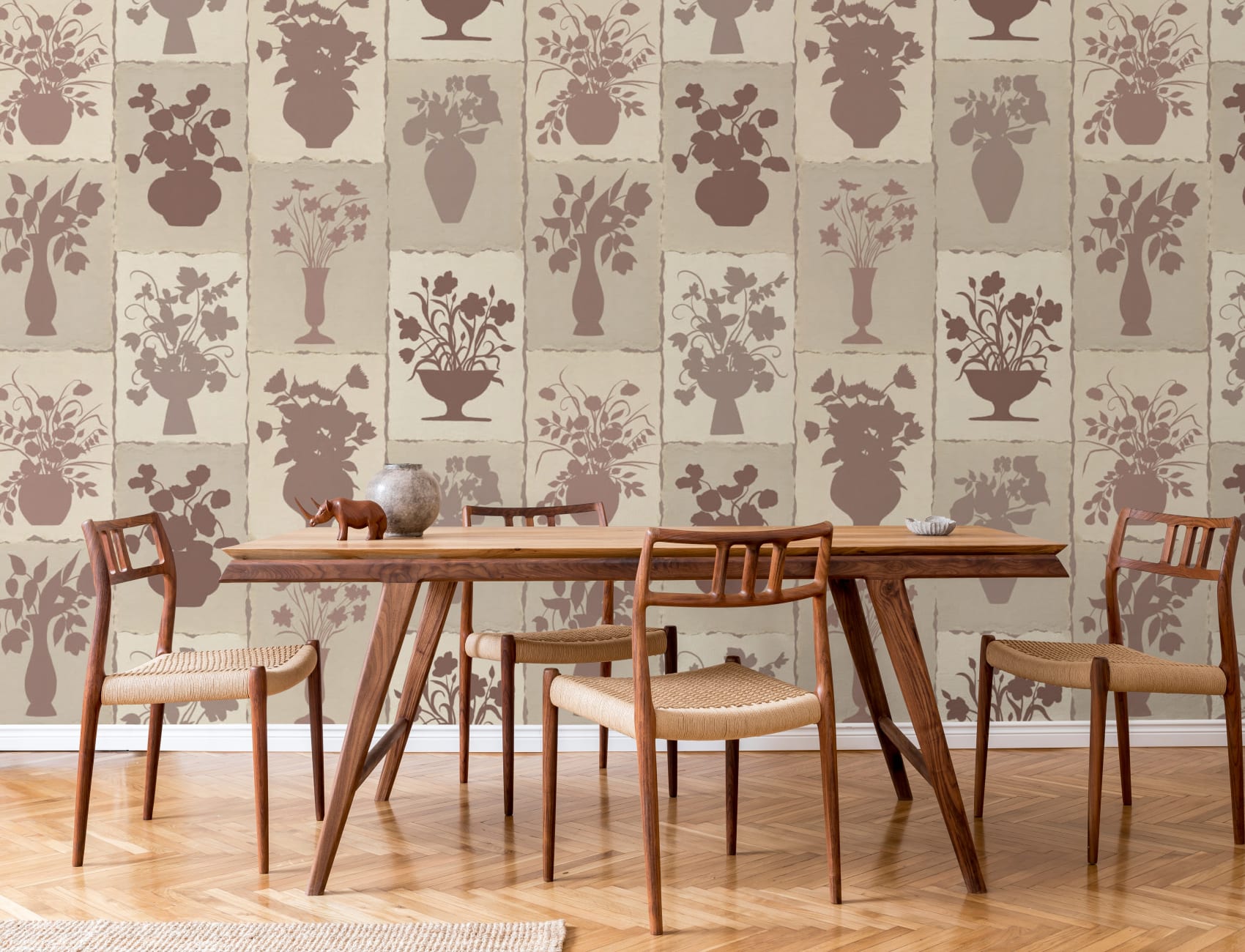 Vintage Pink Floral Elegance Wall Mural for Sophisticated Style