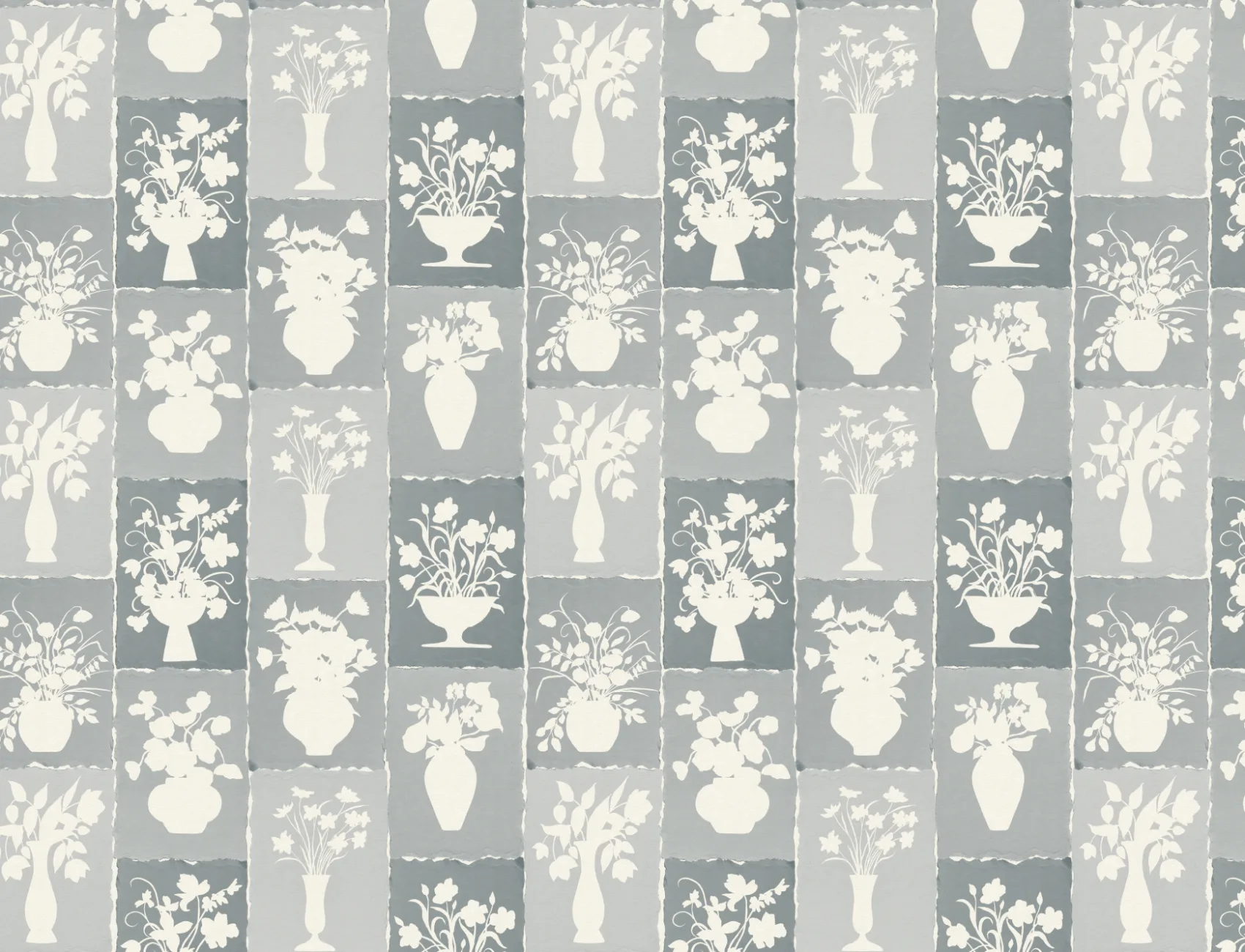 Blue Floral Artisan Style Mural for Elegant Spaces
