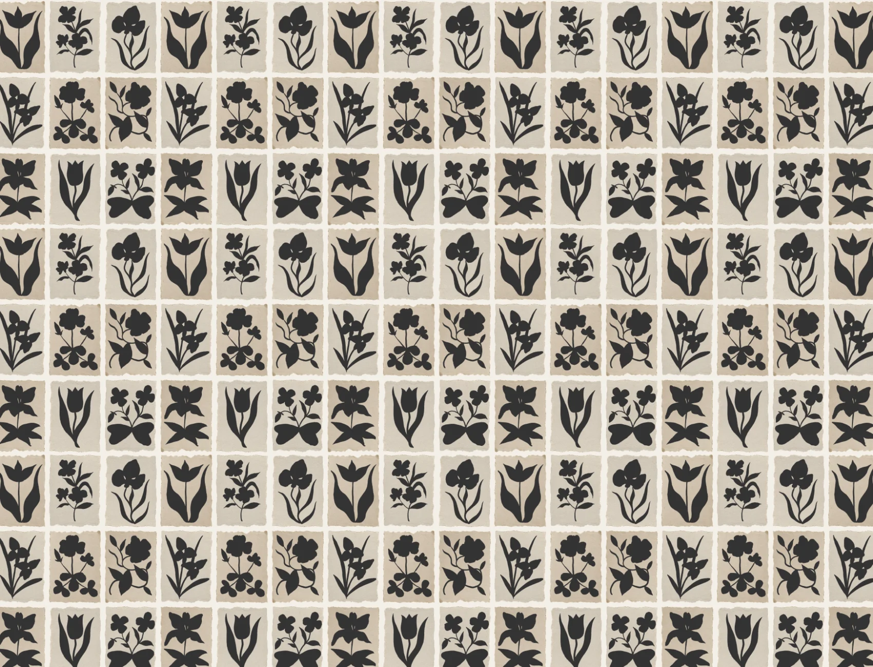 Black Floral Vintage Style Wall Mural Creates Elegance