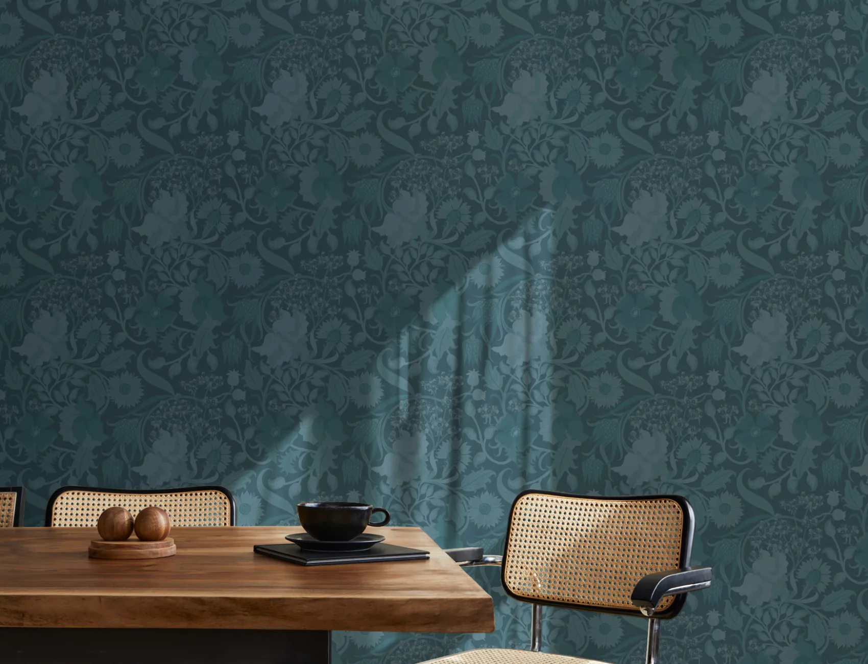 Teal Heritage Thistle Floral Wallpaper