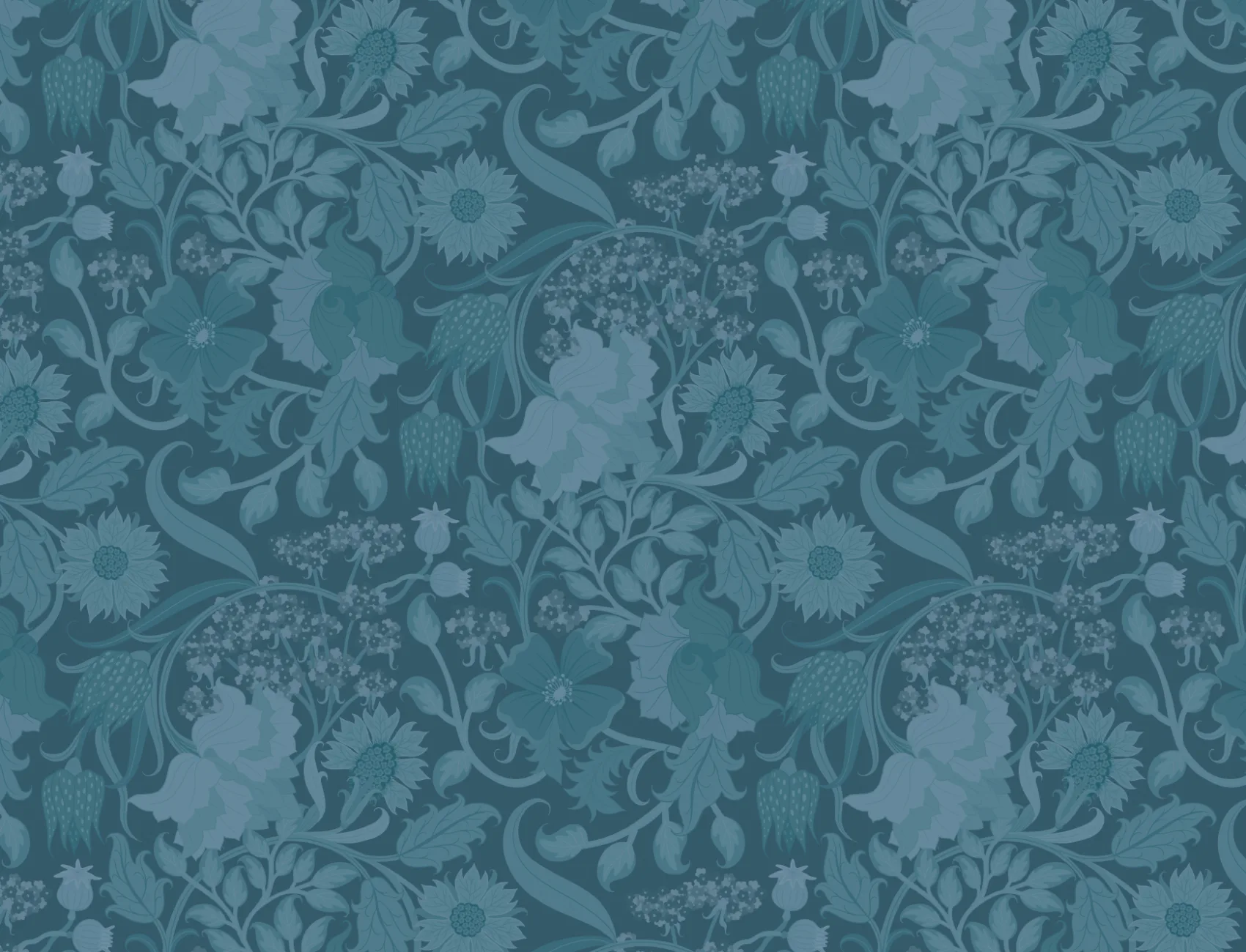 Teal Heritage Thistle Floral Wallpaper