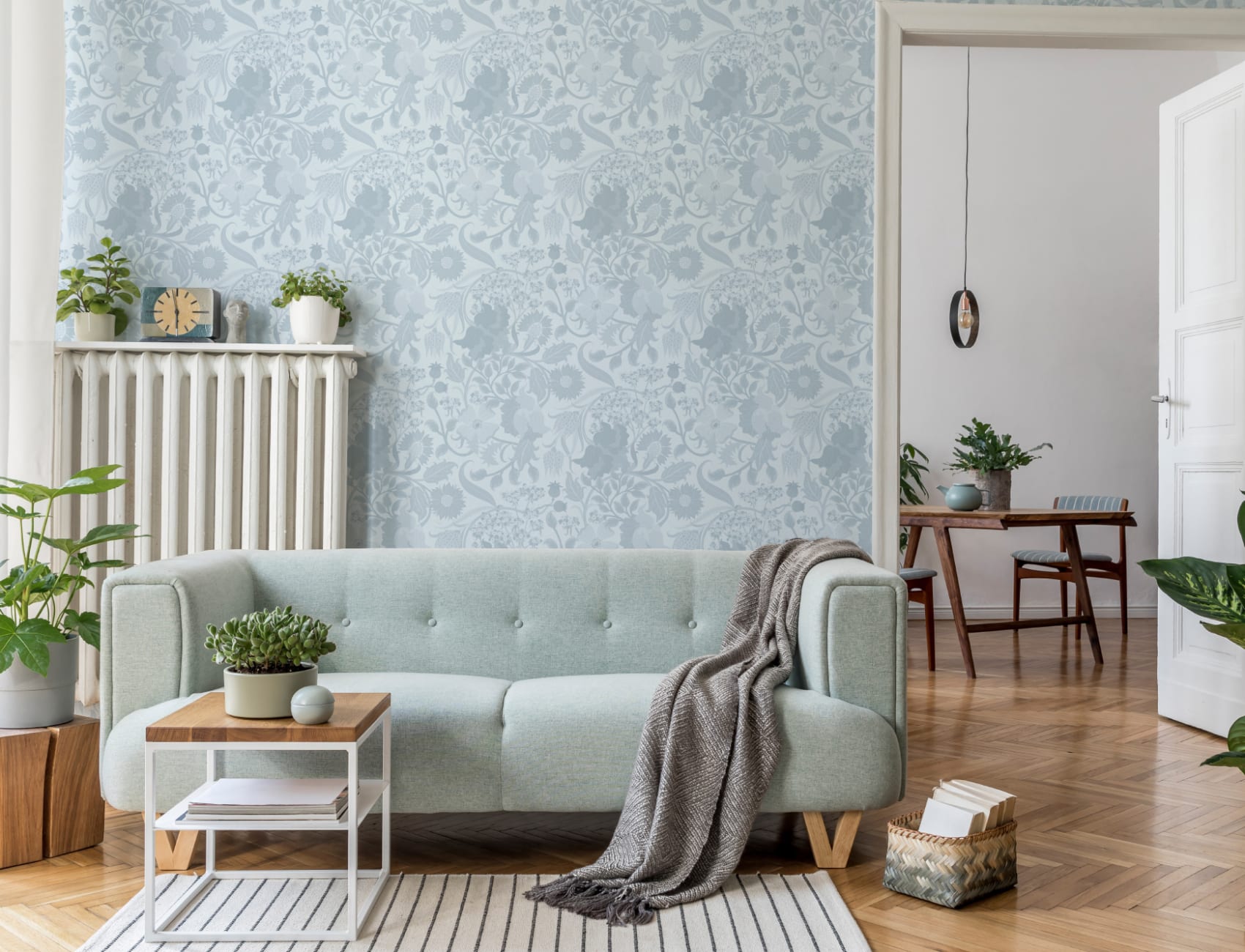 Blue Heritage Thistle Floral Wallpaper