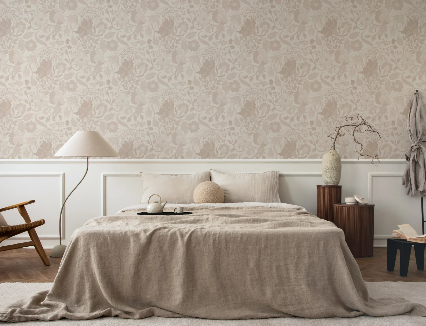 Neutral Heritage Thistle Floral Wallpaper