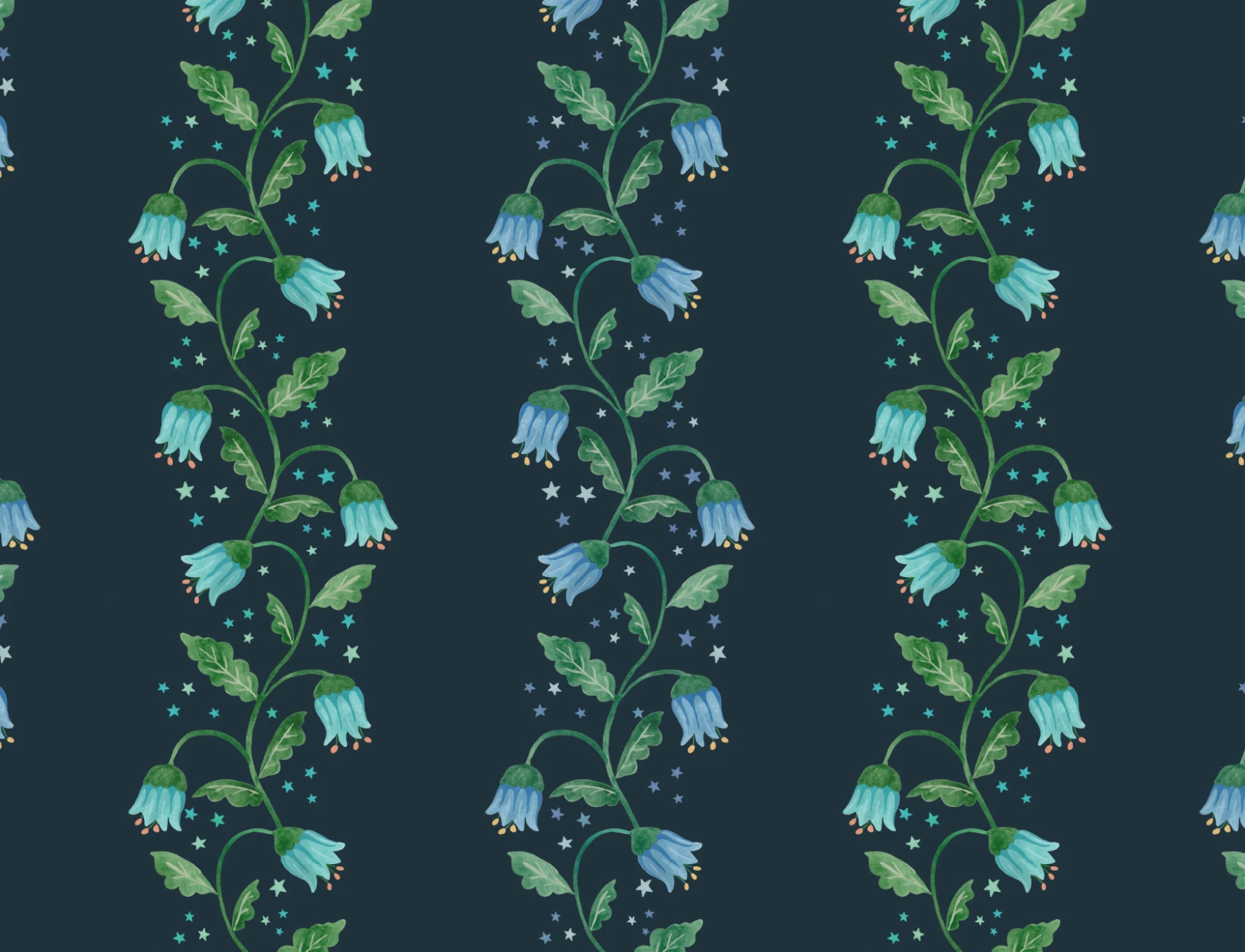 Albastru închis cu dungi ondulate Zambilă Wallpaper