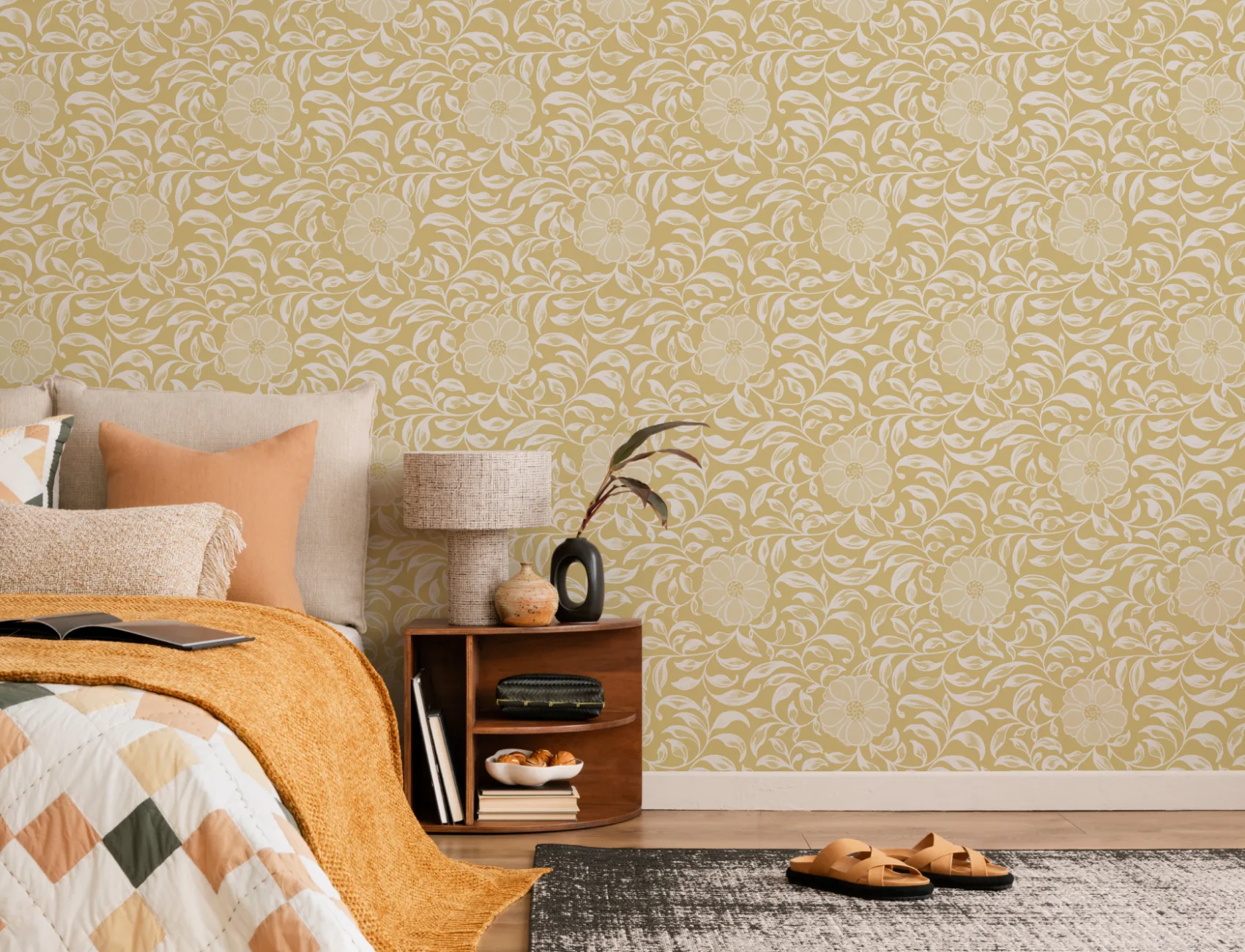 Amarelo Owen Jones Peónia Ornamentos Chineses Ilustrações Mural